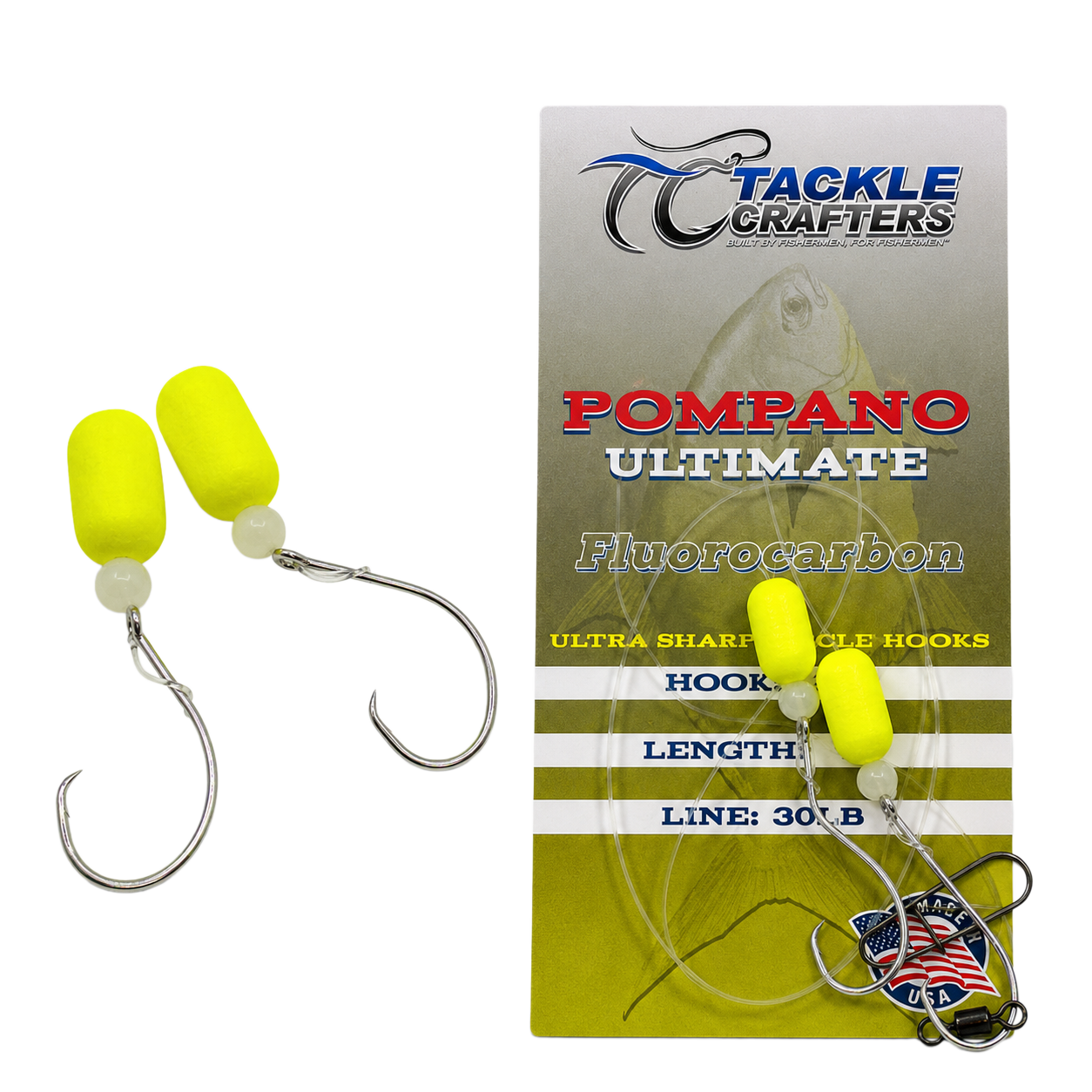 Image of Tackle Crafters Pompano Ultimate Rig - Chartreuse - 20 lb