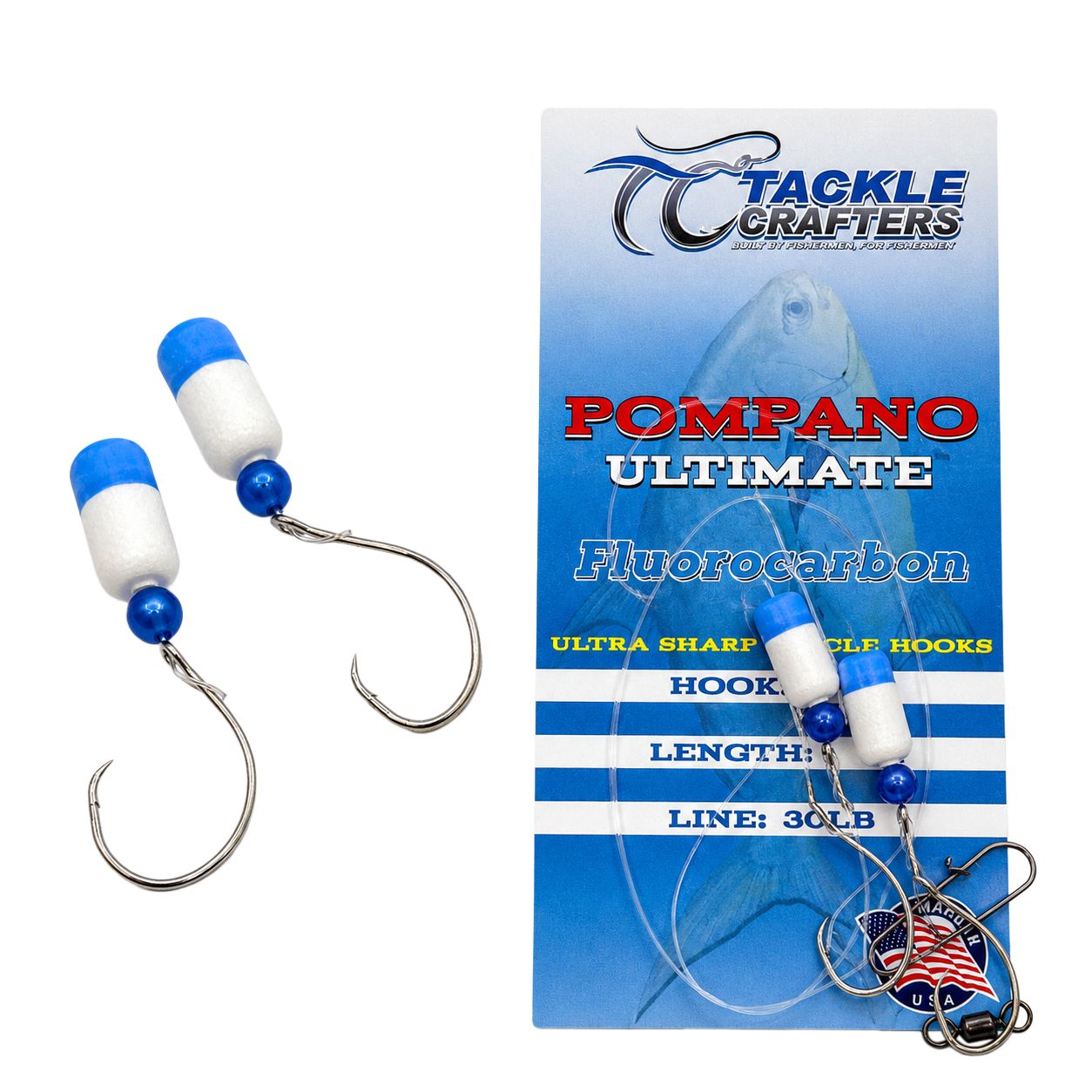 Image of Tackle Crafters Pompano Ultimate Rig - Blue/White - 20 lb