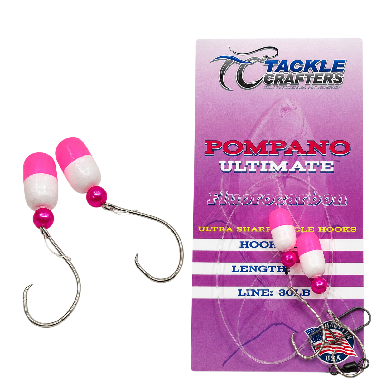 Image of Tackle Crafters Pompano Ultimate Rig - Pink/White - 20 lb