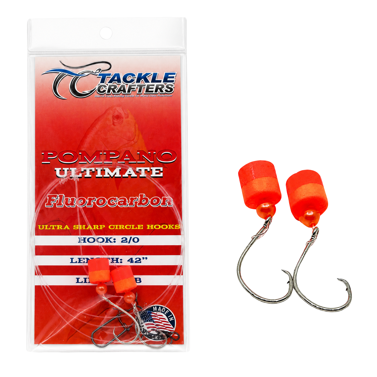 Image of Tackle Crafters Pompano Ultimate Rig - Red/Orange - 20 lb