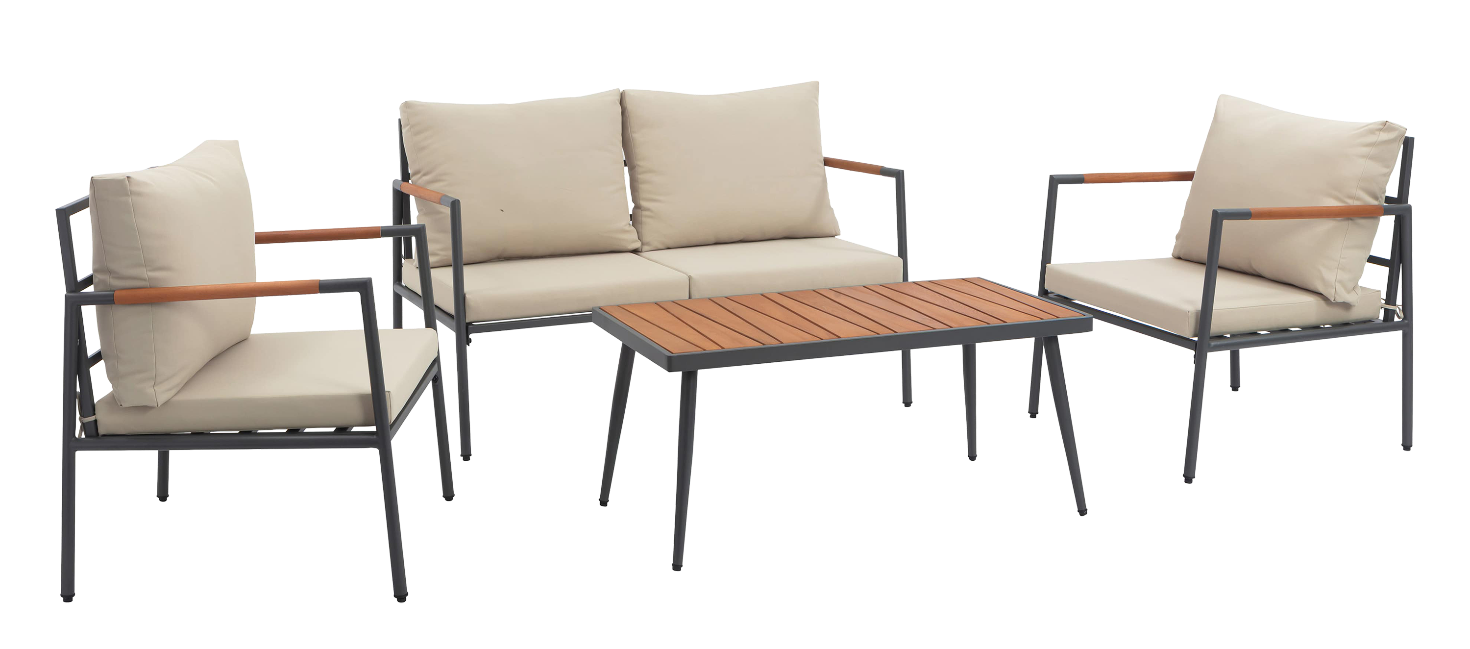 Image of Teamson Home Steel Frame 4-Piece Cushioned Conversation Outdoor Furniture Set
