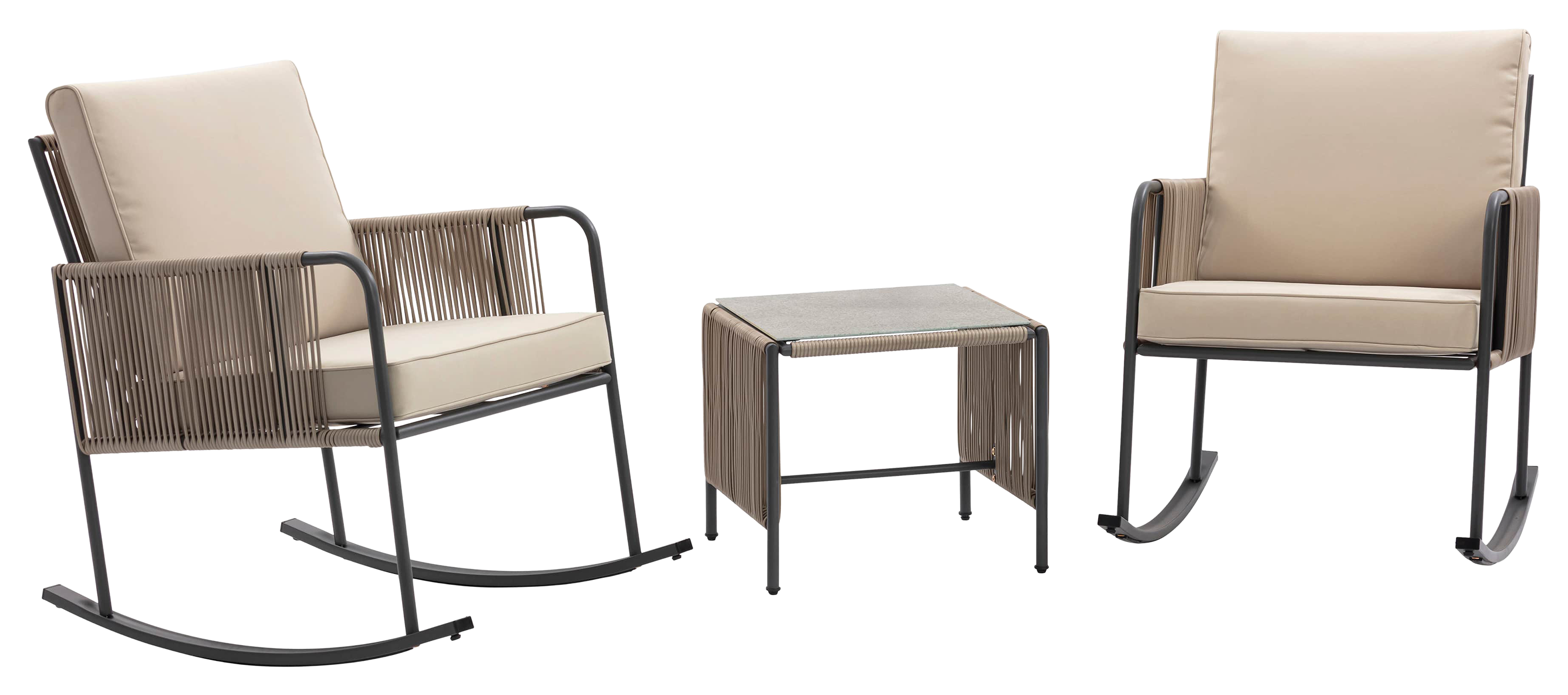 Image of Teamson Home Steel Frame Rocking Chair Conversation 3-Piece Outdoor Furniture Set