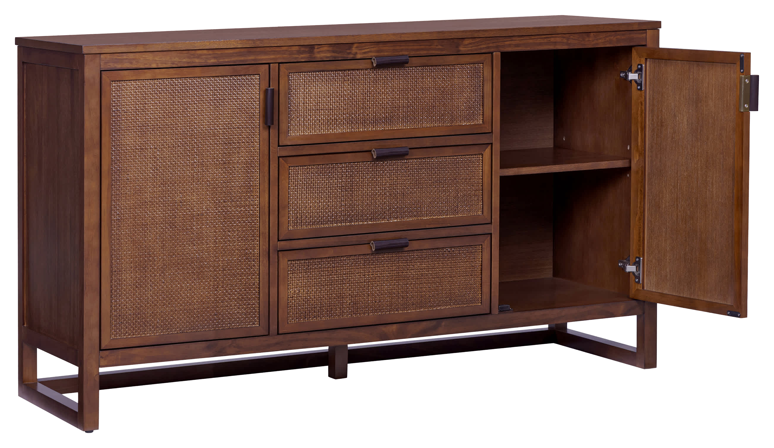 Image of Teamson Home Hatteras Wide Wood Sideboard Cabinet - Walnut