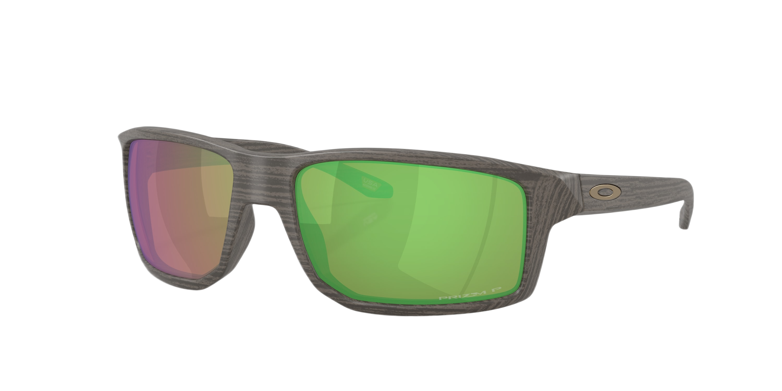 Image of Oakley Gibston OO9449 Polarized Prizm Polarized Sunglasses - Woodgrain/Prizm Shallow Water Mirror - Medium