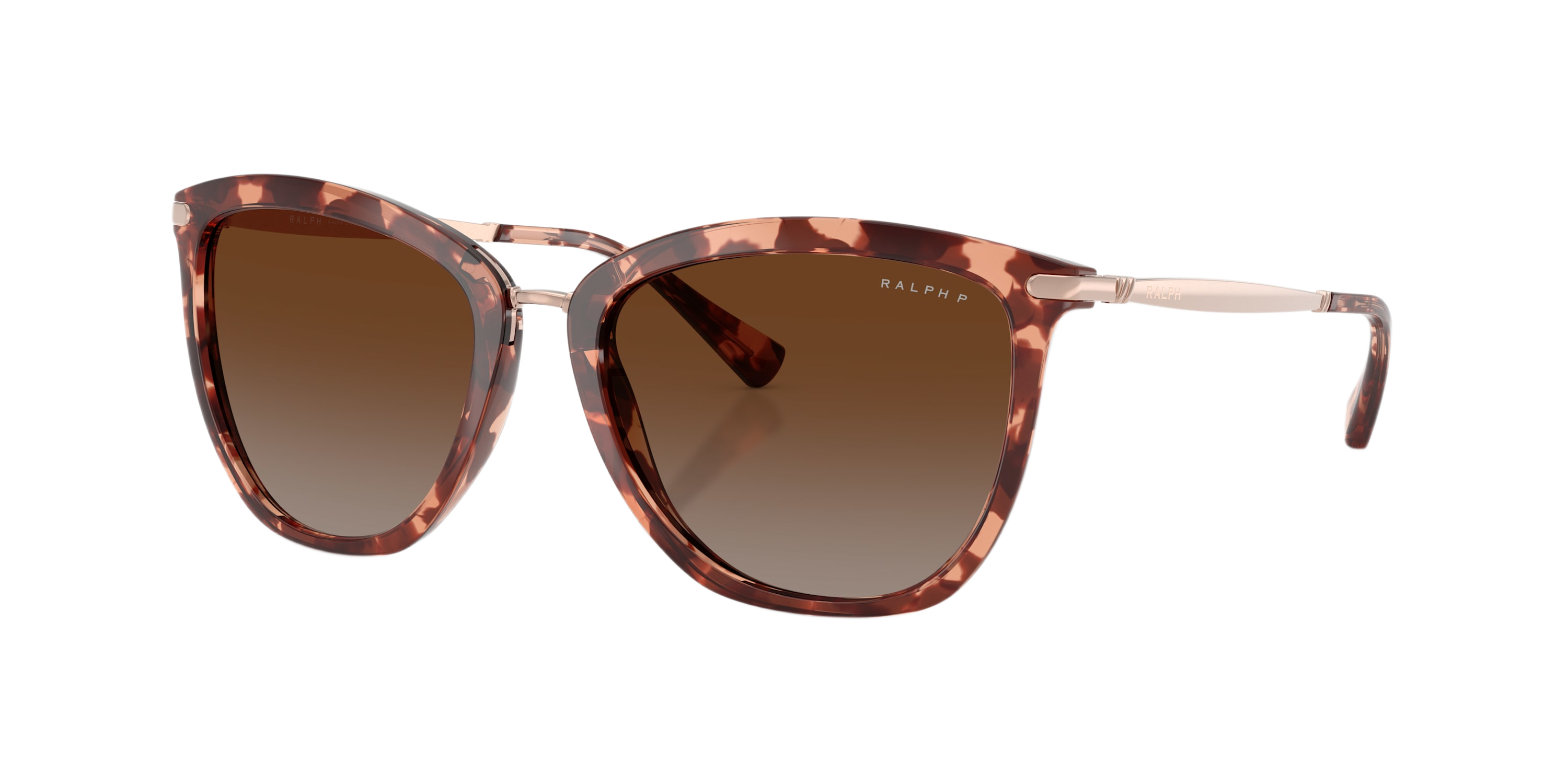 Image of Ralph RA5245 Polarized Gradient Sunglasses - Pink Havana/Brown Gradient - Large