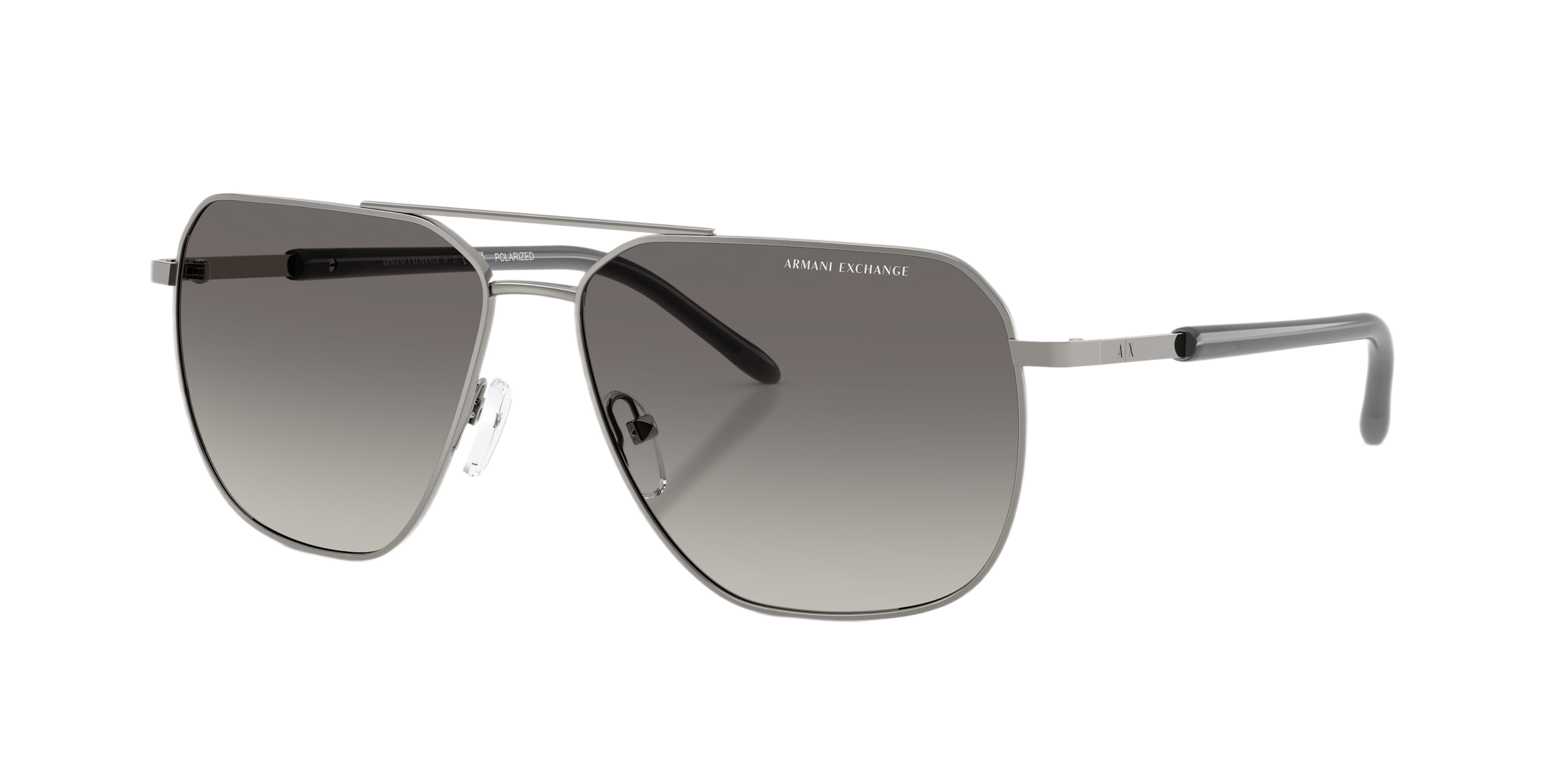 Image of Armani Exchange AX2057S Polarized Gradient Sunglasses - Shiny Gunmetal/Gray Gradient - Large