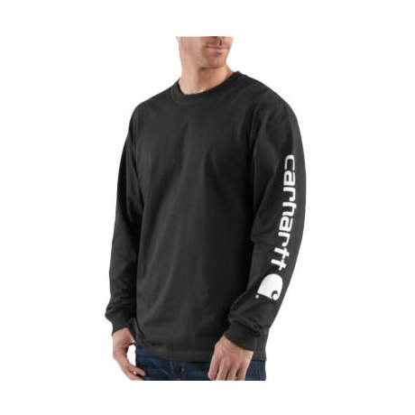 Image of Carhartt Loose-Fit Heavyweight Logo Sleeve Graphic Long-Sleeve T-Shirt