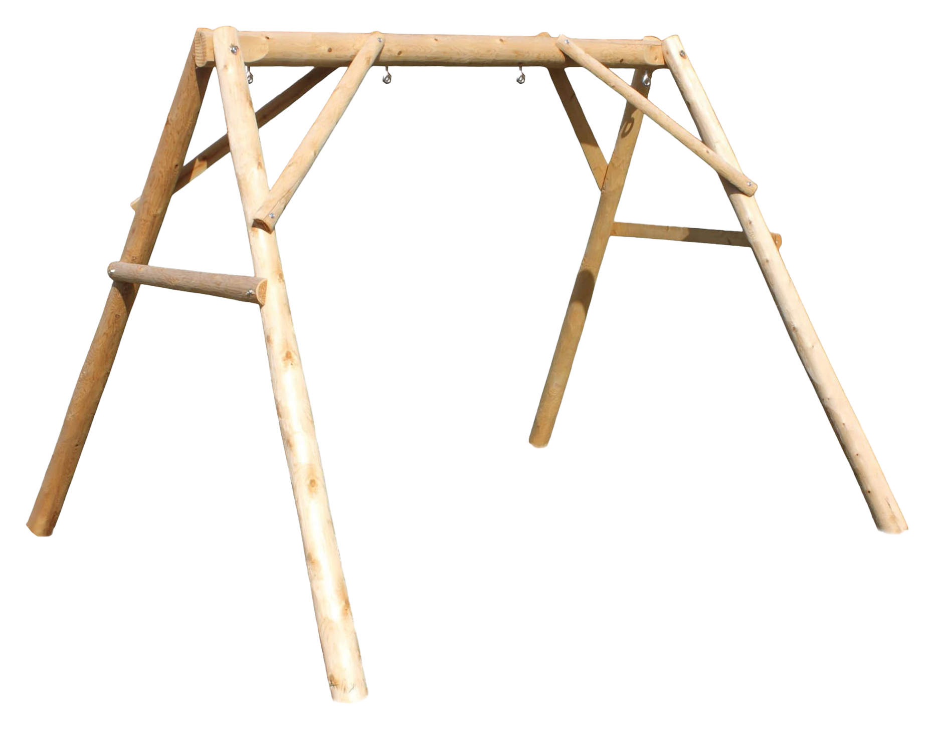 Image of Lakeland Mills Cedar Log 5' A-Frame Porch Swing Frame with Predrilled Holes