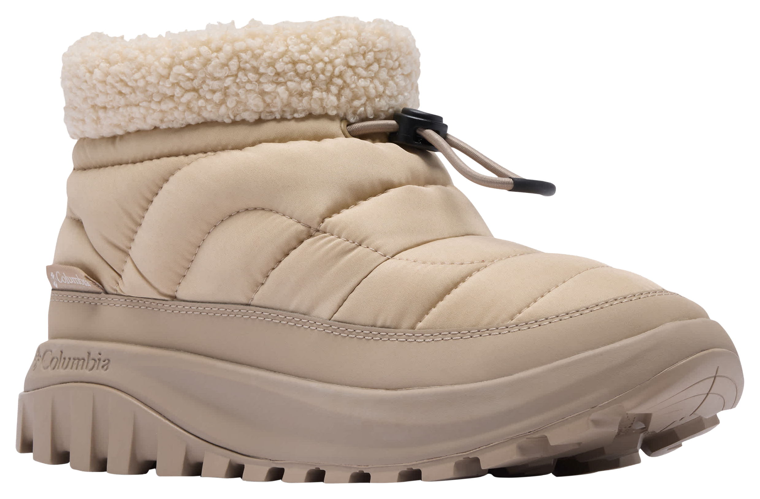 Image of Columbia Snowtrot Shorty Snow Boots for Women - Ancient Fossil/Oxford Tan