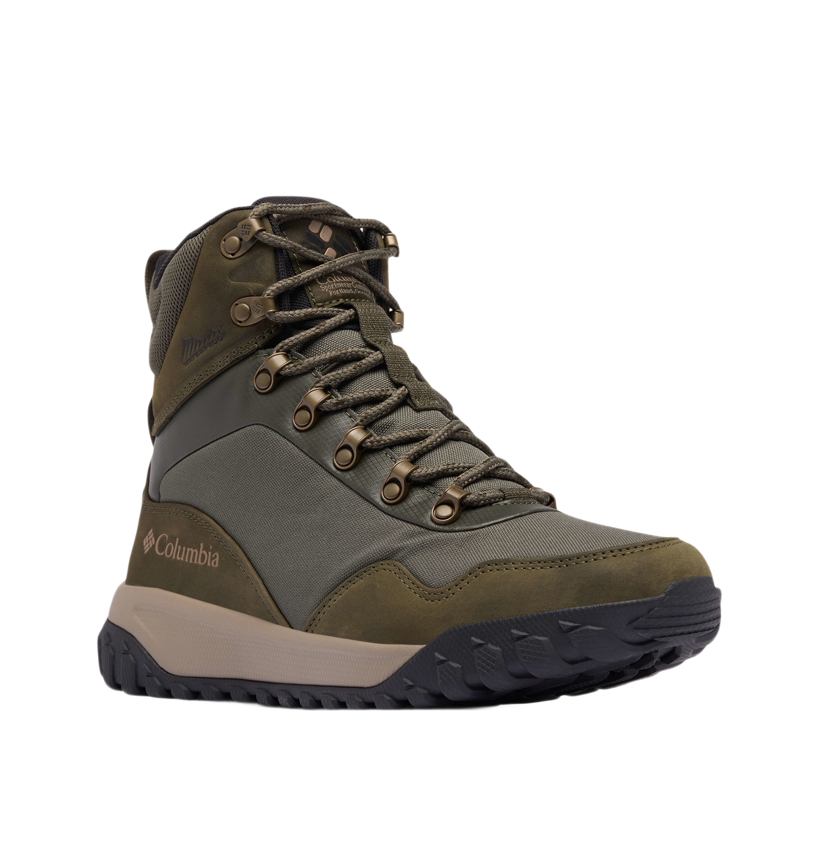 Columbia Columbia Burnsider Insulated Waterproof Winter Boots for Men - Deep Olive/Tangy Orange - $130.00 at Bass Pro Shops