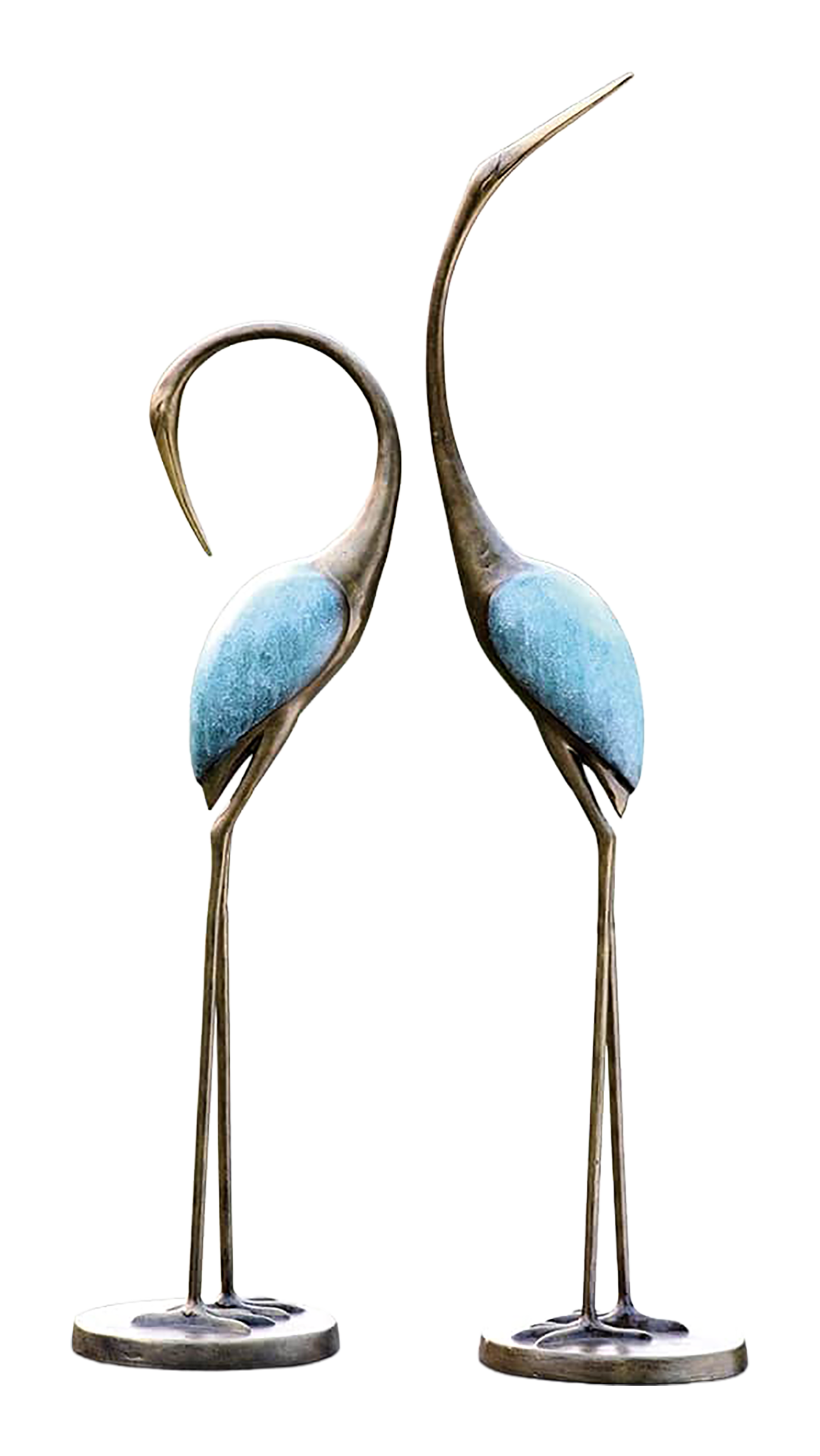 Image of San Pacific International Stylized Garden Crane Pair Sculptures