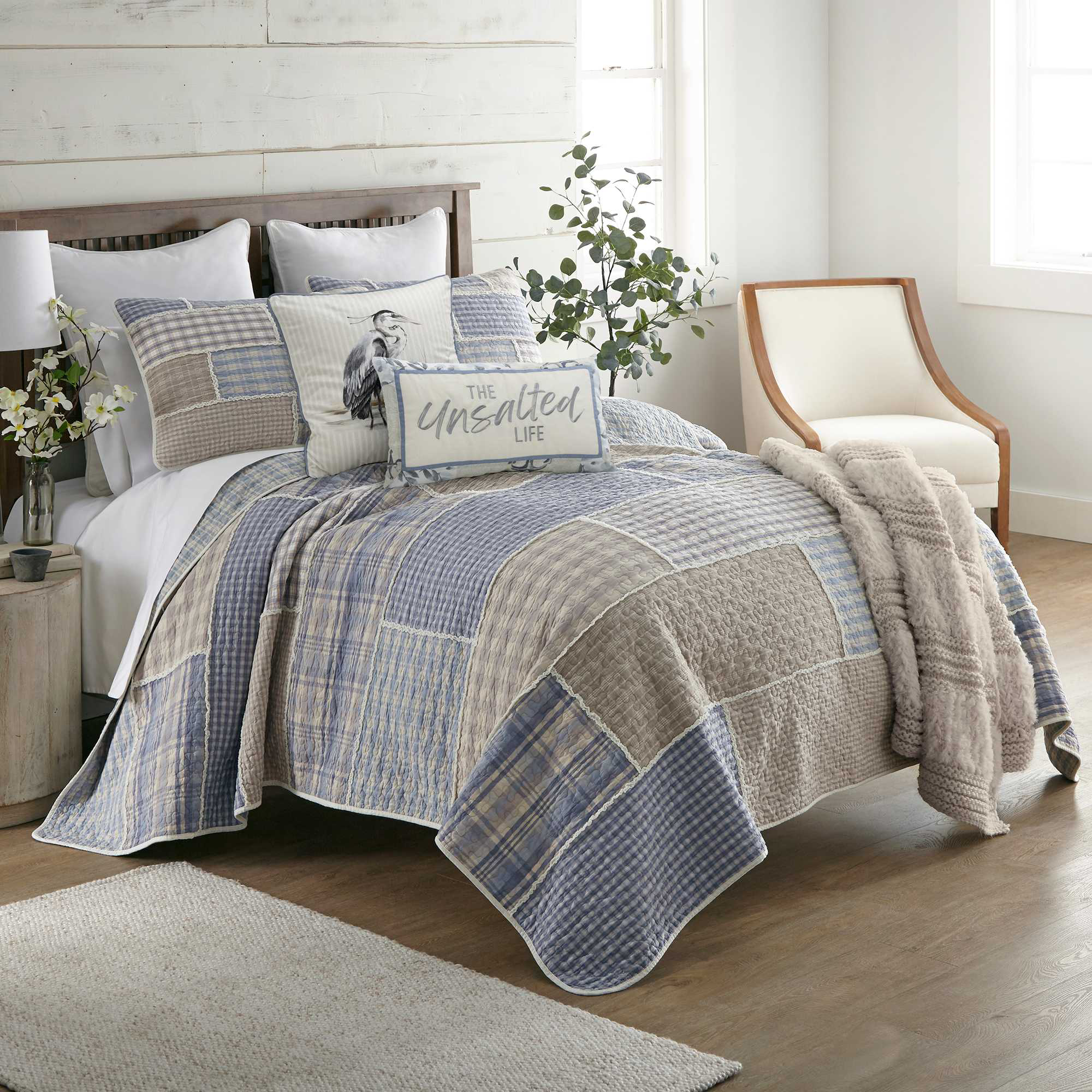 Image of Donna Sharp Slate Cobblestone Patchwork Quilt Bedding Set