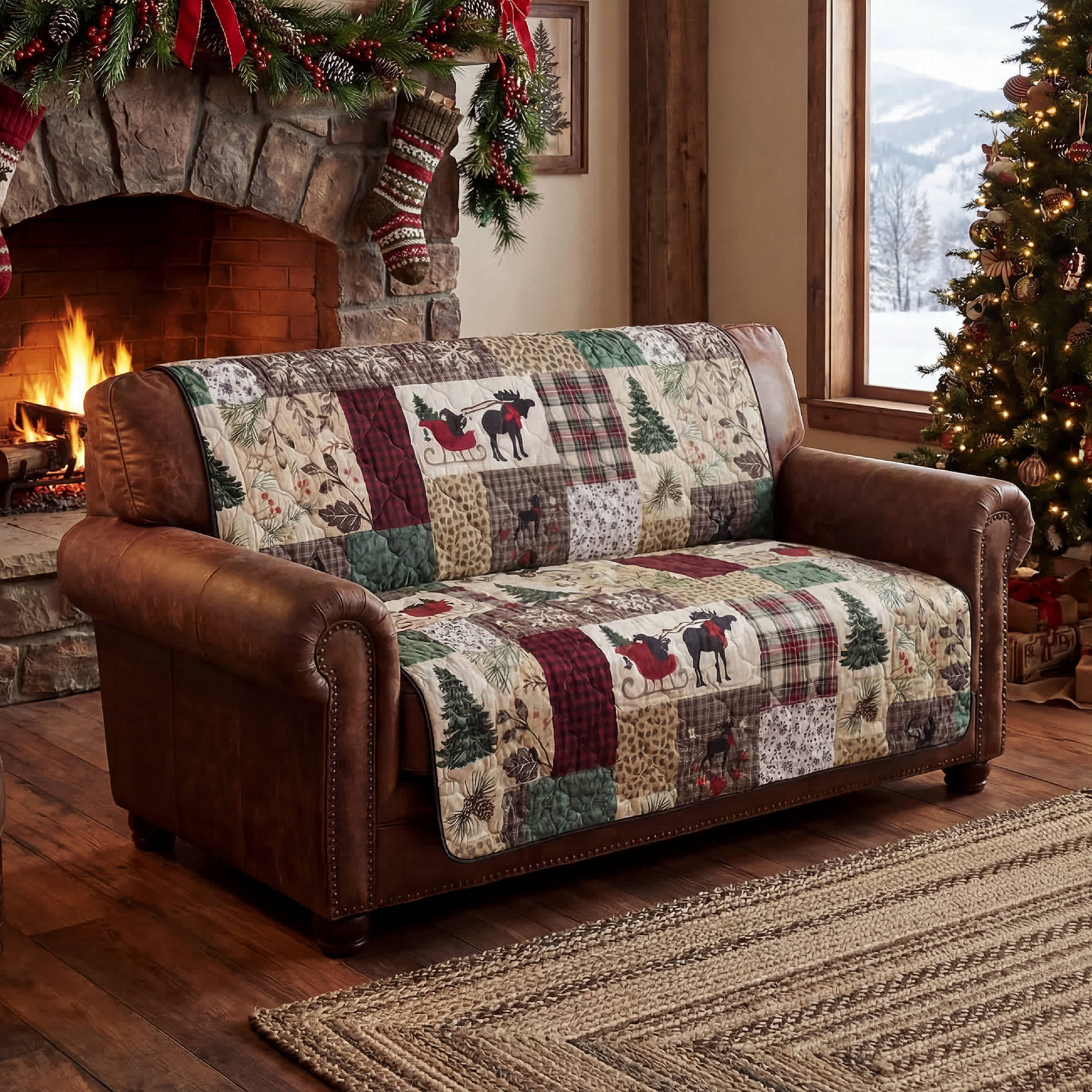 Image of Donna Sharp Your Lifestyle Dashing Holiday Loveseat Cover