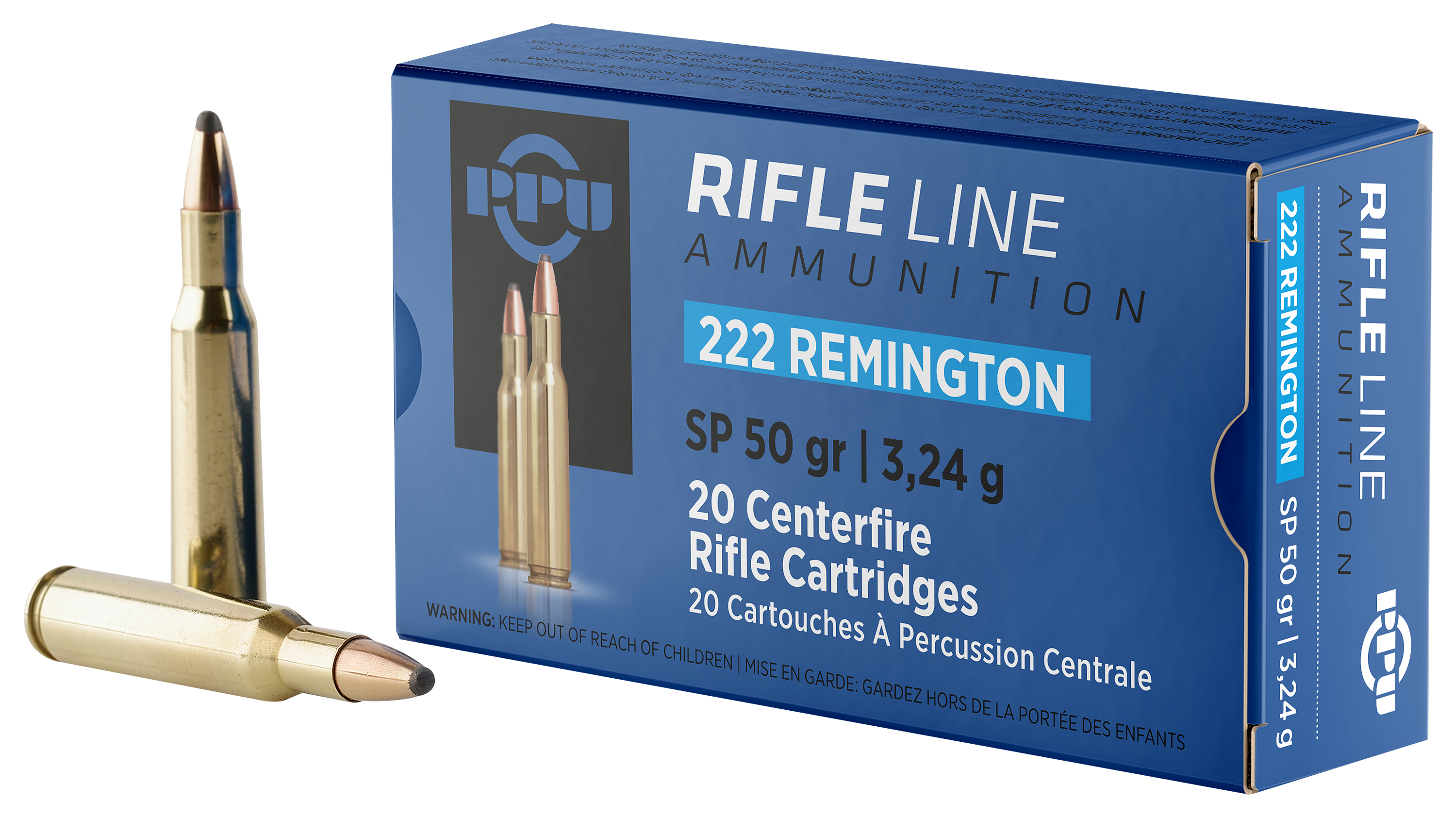 PPU Centerfire Rifle Ammo - .222 Remington - 50 Grain - 20 Rounds