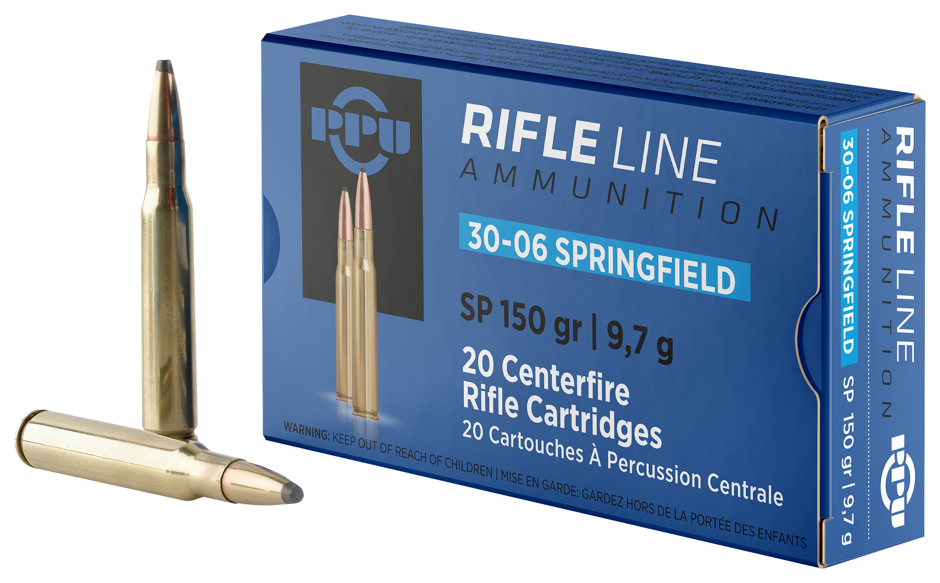 PPU Centerfire Rifle Ammo - .30-06 Springfield - 150 Grain - 20 Rounds - SP