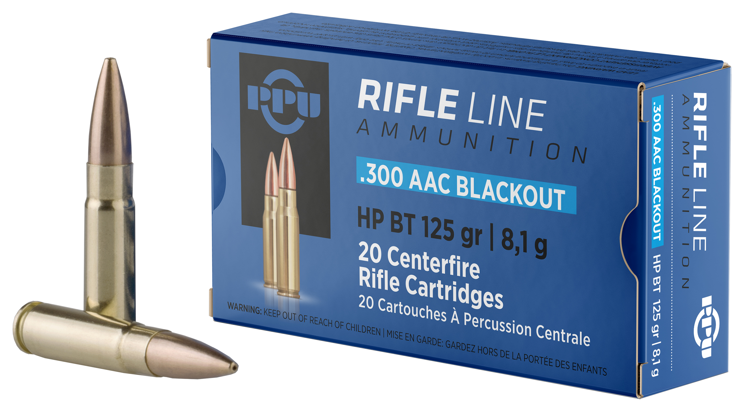 PPU Centerfire Rifle Ammo - .300 AAC Blackout - 125 Grain - 20 Rounds - HPBT