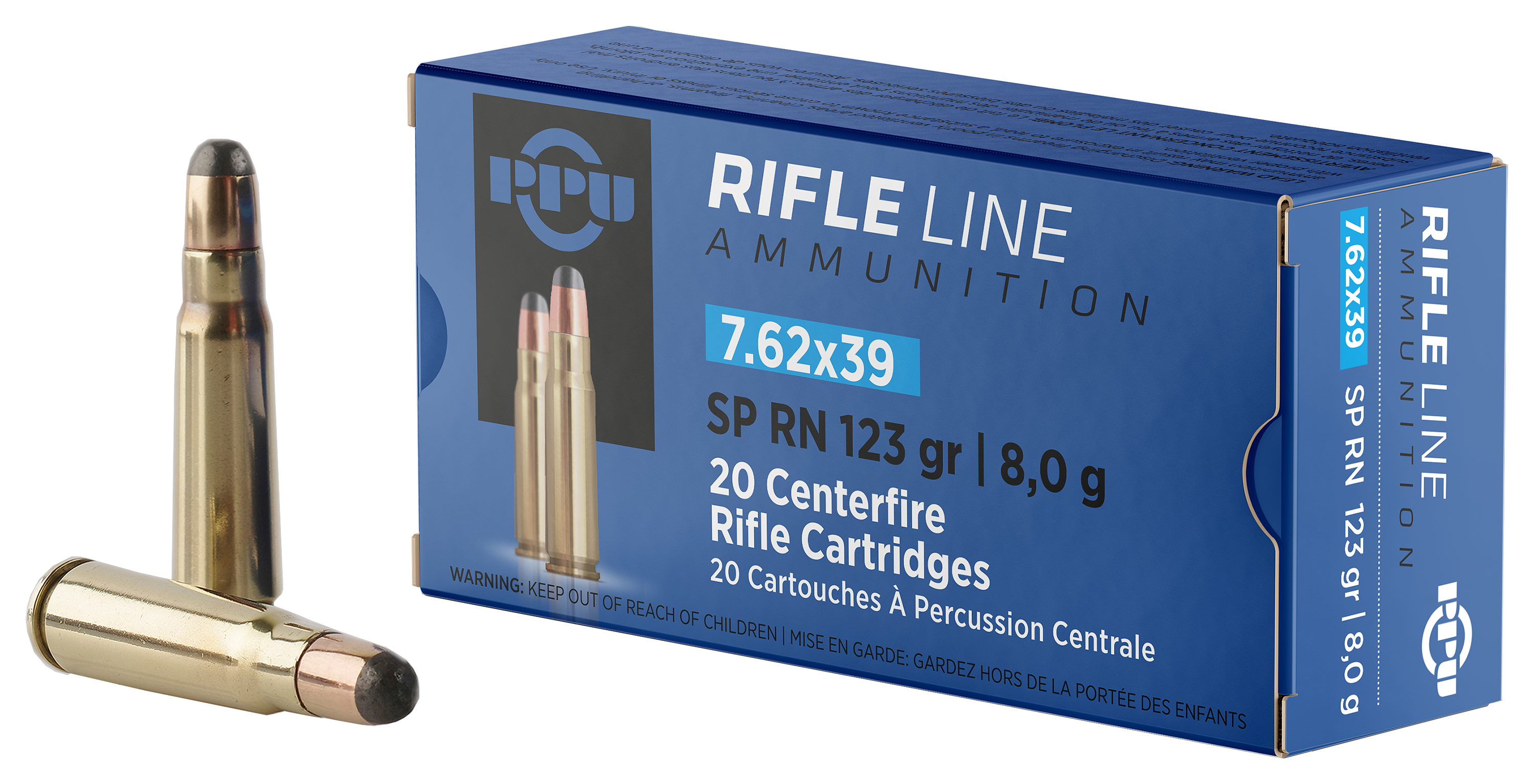 PPU USA Metric Rifle 7.62x39mm 123 gr RNSP 20rds Rifle Ammo for Round Nose Soft Point and Hunting - PP739S - Prvi Partizan