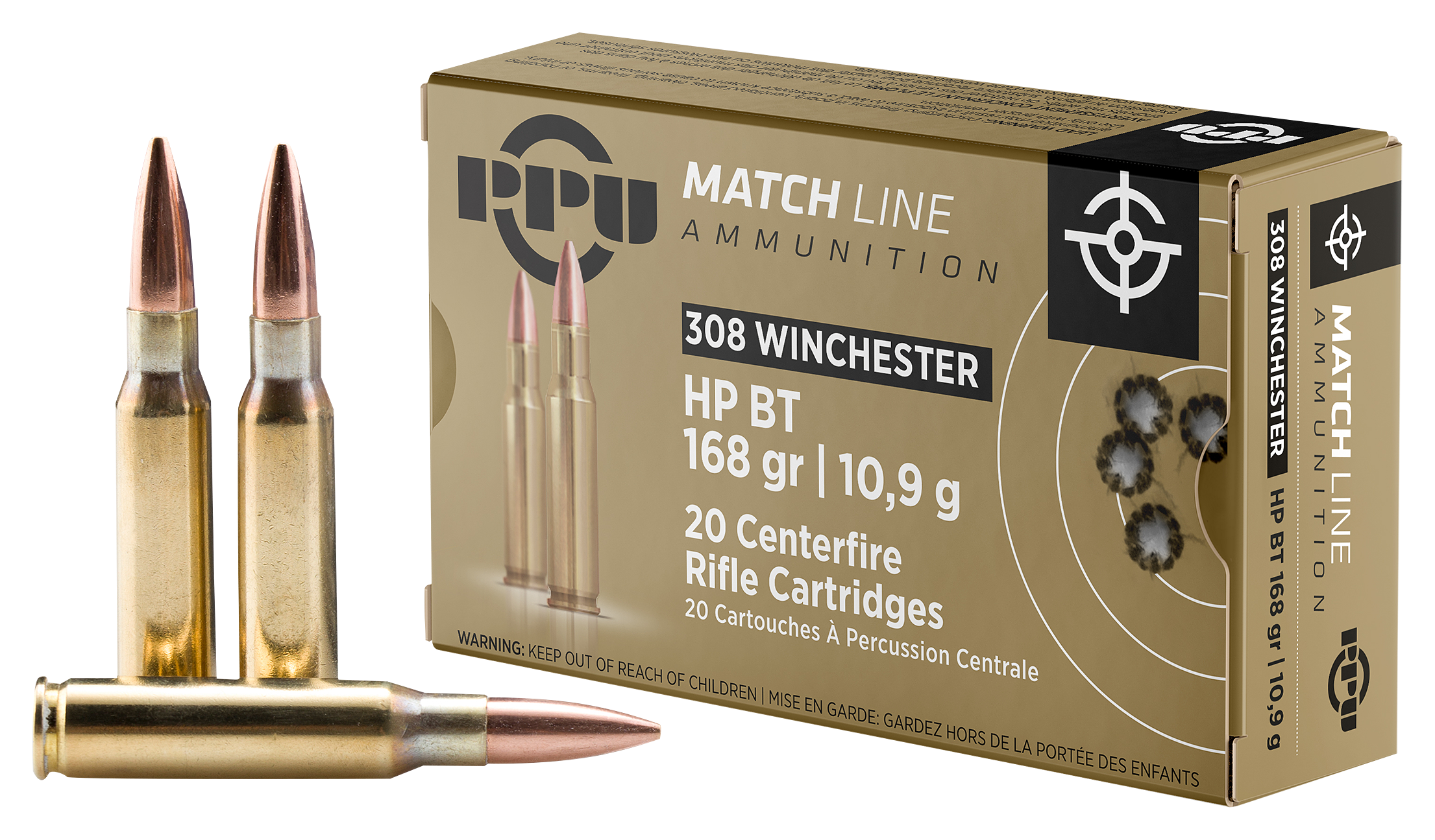 PPU Match Line .308 Wincheser 168 Grain Centerfire Rifle Ammo
