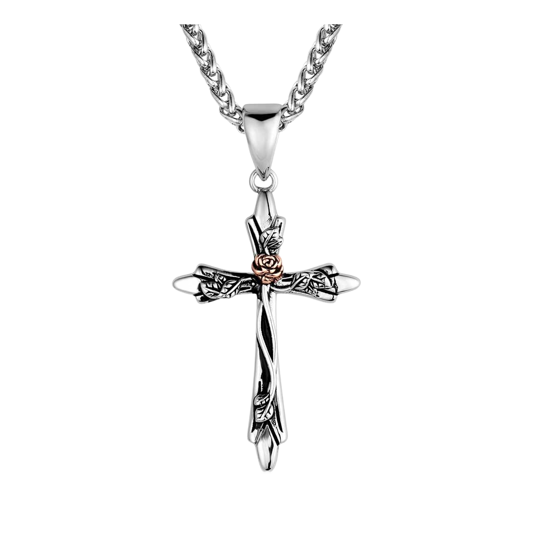 Image of Montana Silversmiths Thorns and Roses Cross Necklace