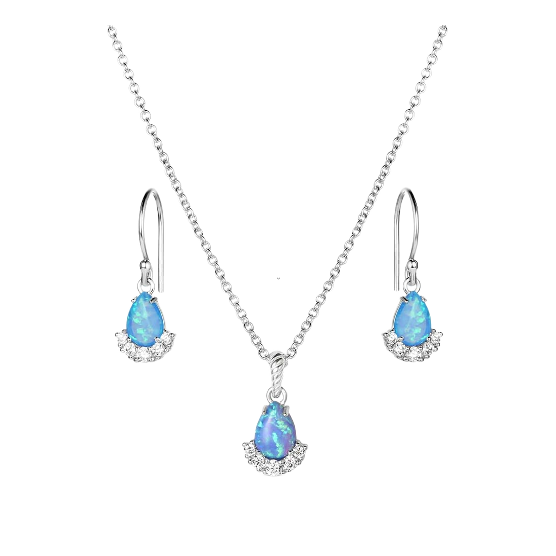Montana Silversmiths Montana Silversmiths Blue Opal Flare Jewelry Set - $112.99 at Bass Pro Shops