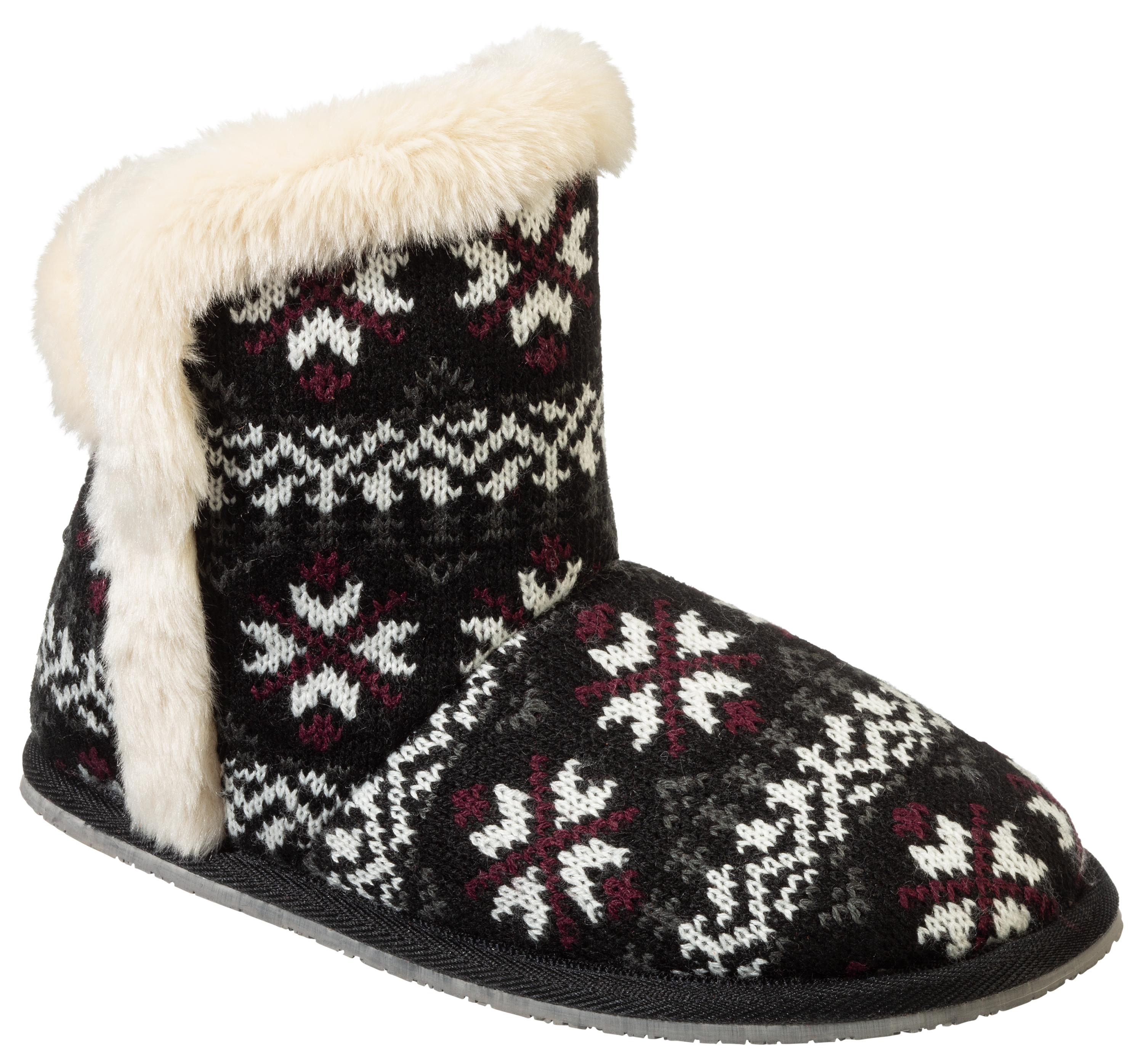 NATURAL REFLECTIONS Fair Isle Knit Bootie Slippers for Ladies