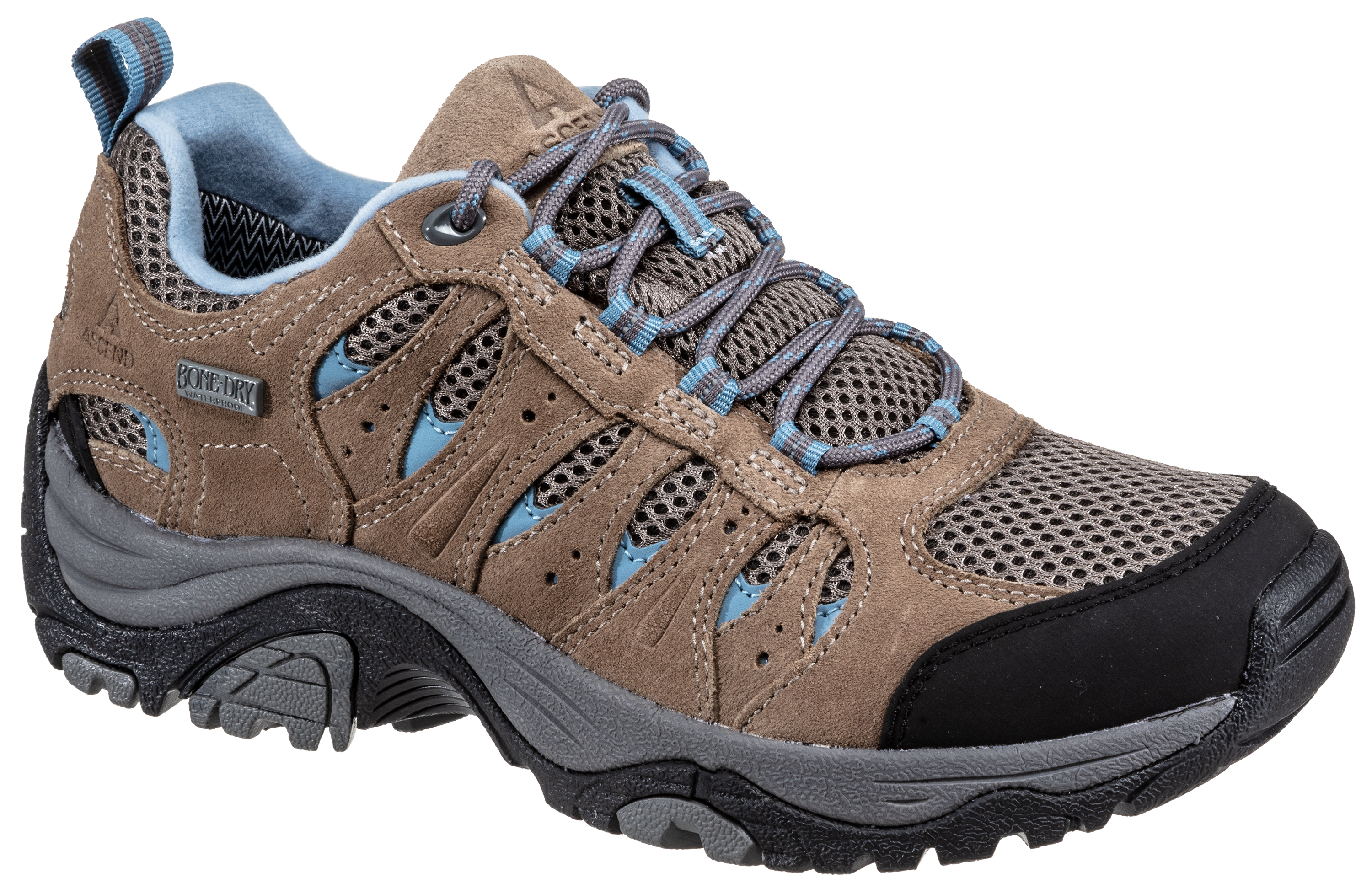 Ascend Lisco Low Waterproof Hiking Shoes for Ladies - Brown/Blue - 9.5M