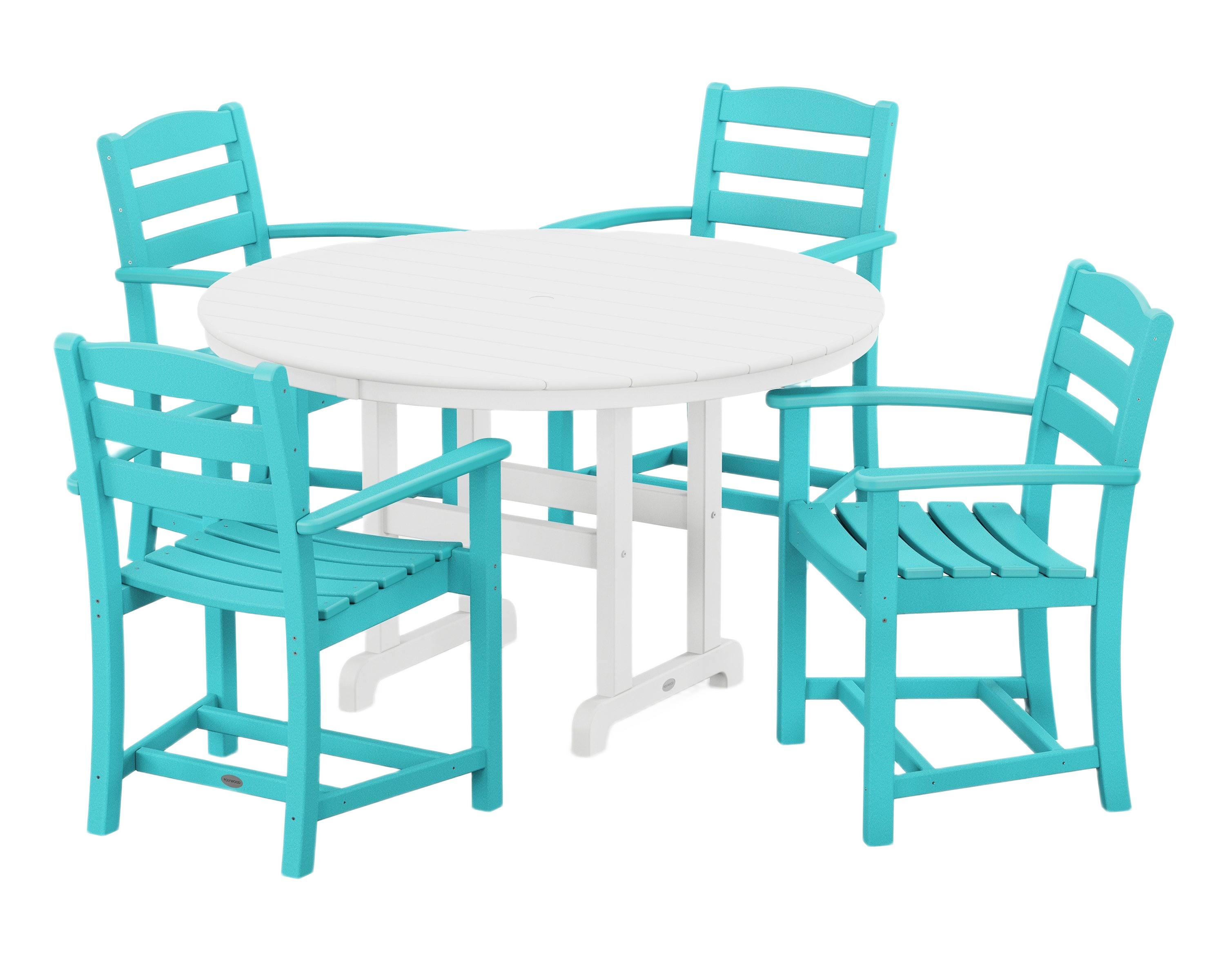 Image of POLYWOOD La Casa Cafe 5-Piece Round Farmhouse Dining Set - Aruba/White
