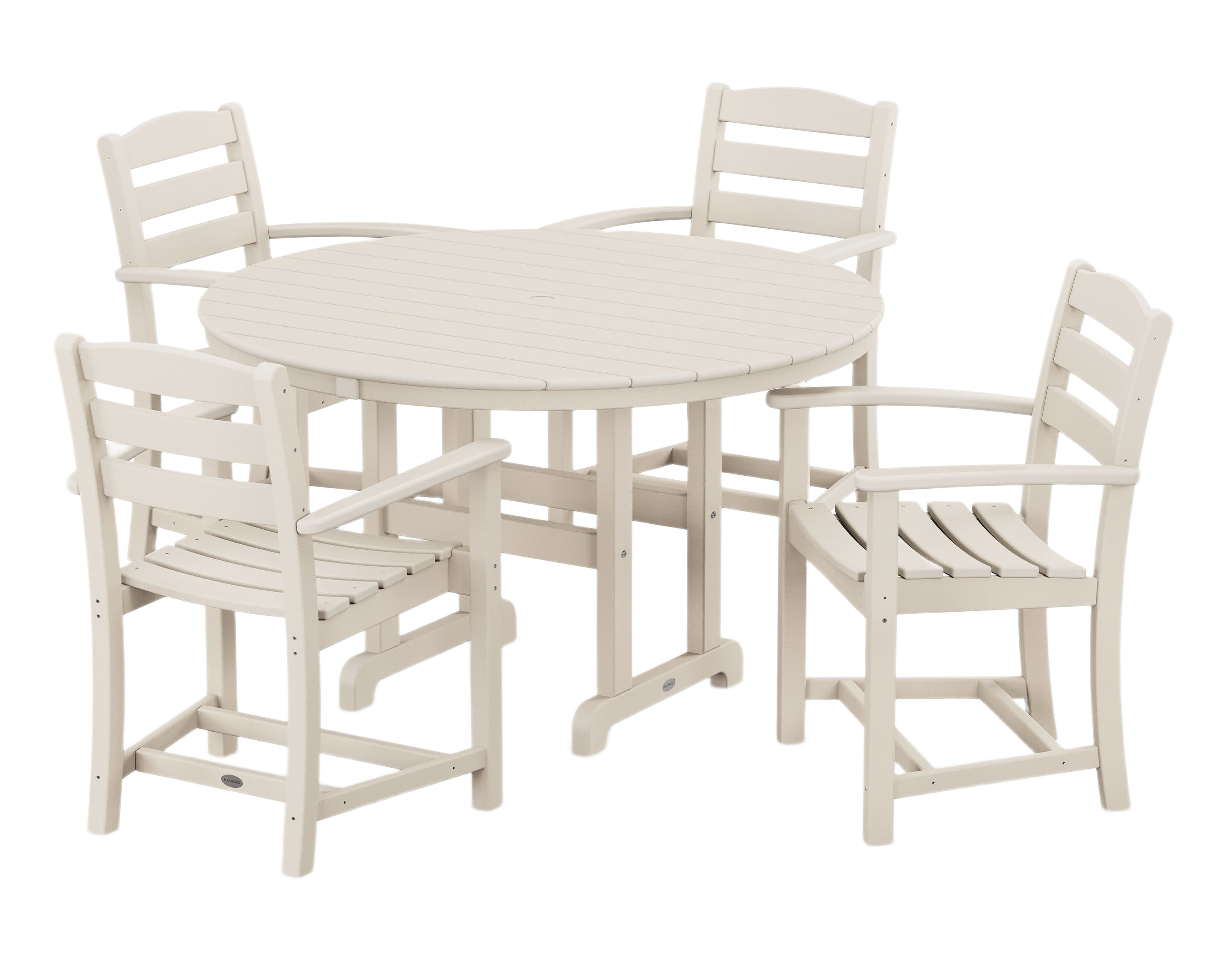 Image of POLYWOOD La Casa Cafe 5-Piece Round Farmhouse Dining Set