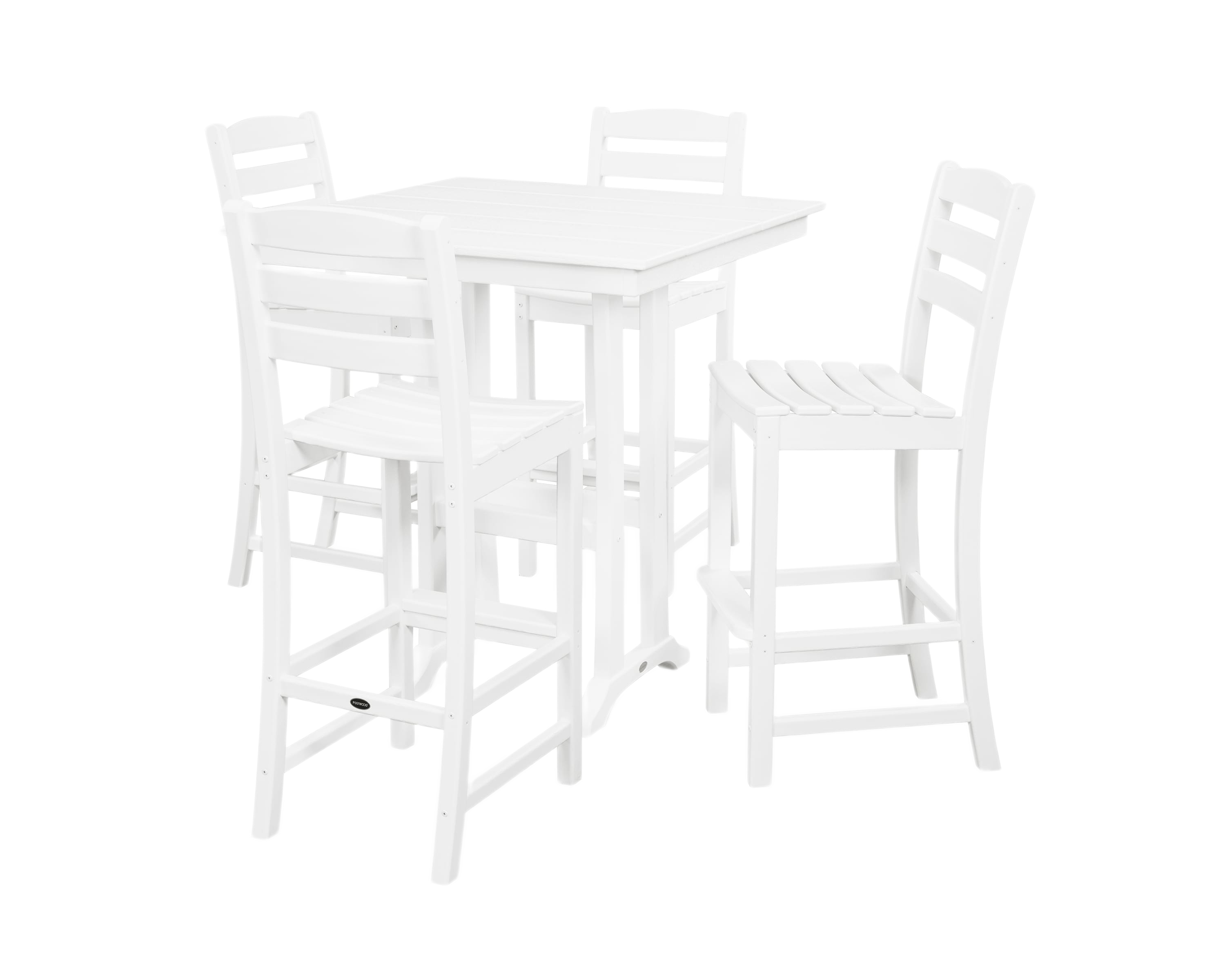 Image of POLYWOOD La Casa Cafe 5-Piece Farmhouse Trestle Bar Set - White