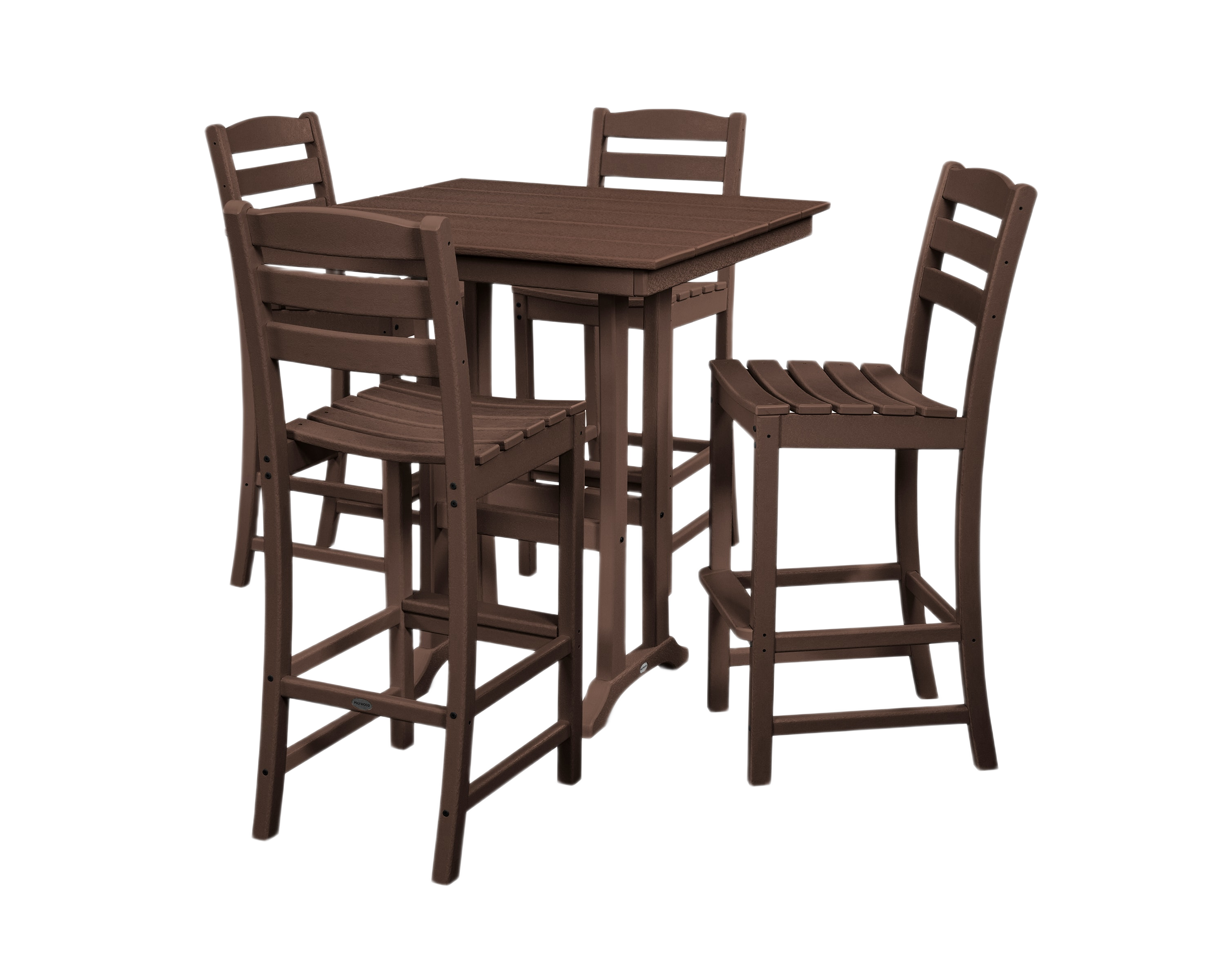 Image of POLYWOOD La Casa Cafe 5-Piece Farmhouse Trestle Bar Set - Mahogany