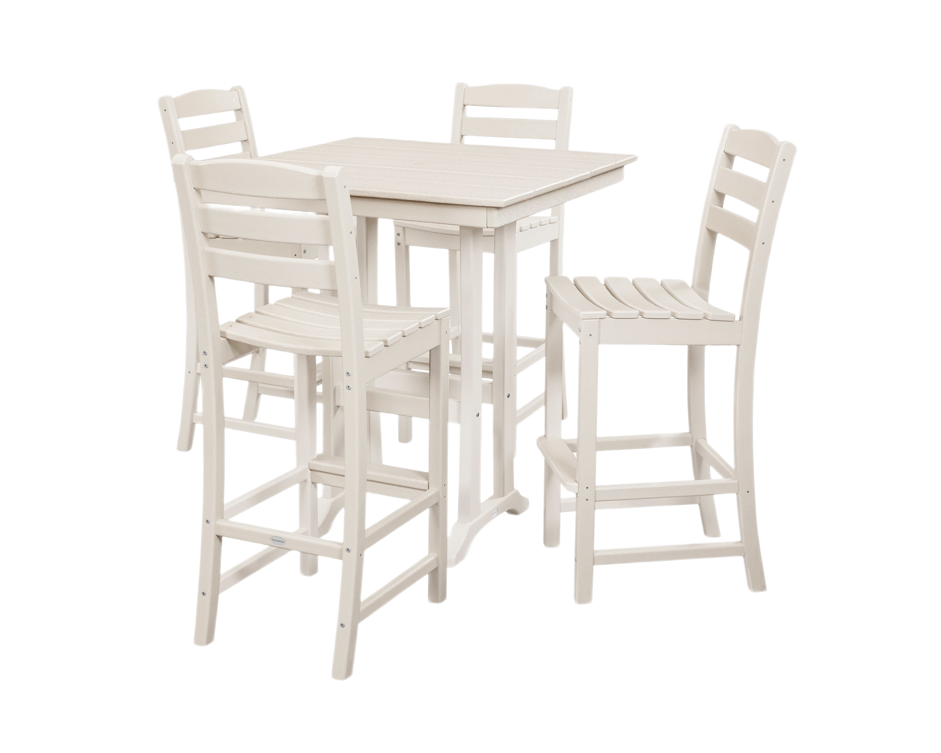 Image of POLYWOOD La Casa Cafe 5-Piece Farmhouse Trestle Bar Set - Sand