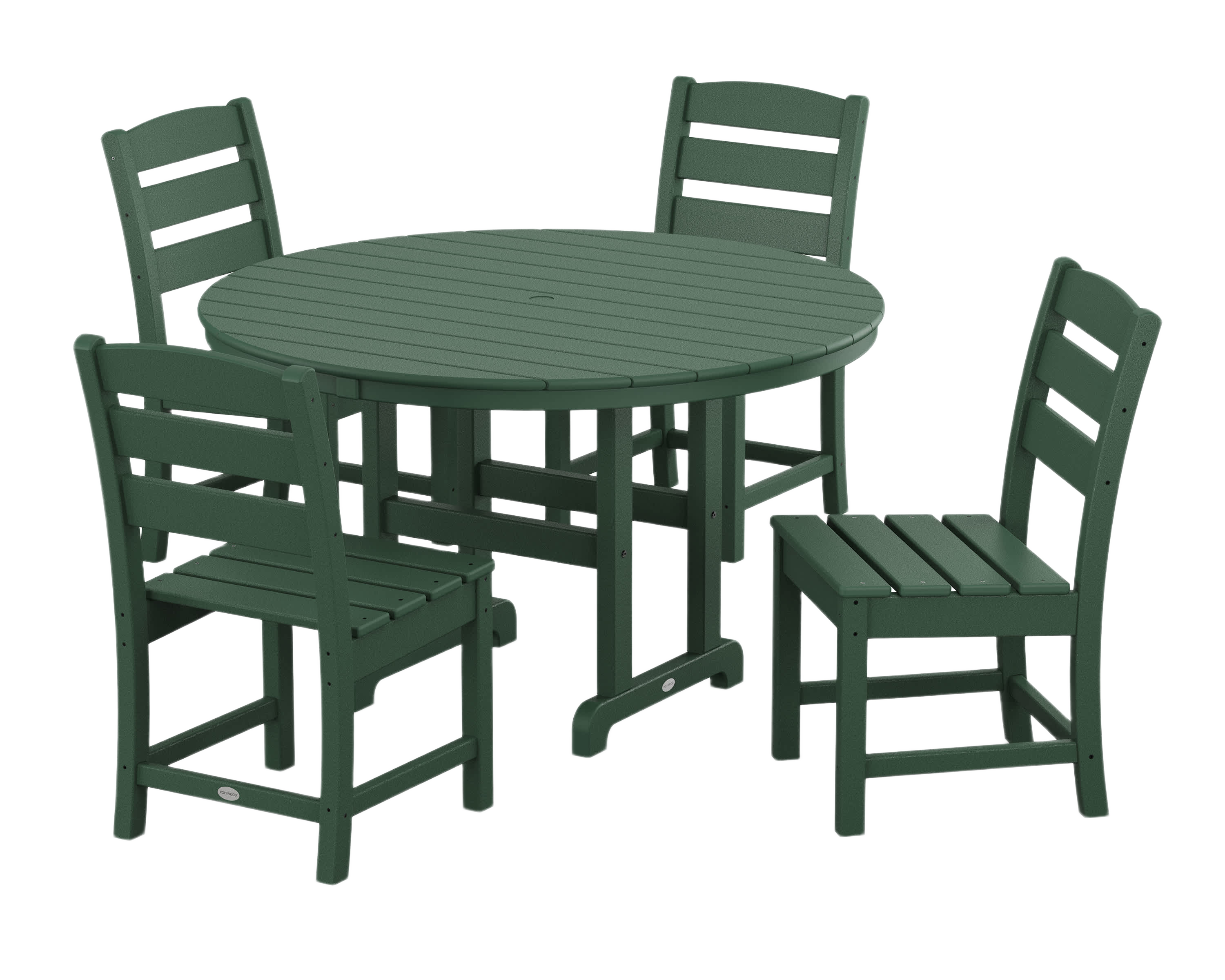 Image of POLYWOOD Lakeside 5-Piece Round Farmhouse Side Chair Dining Set