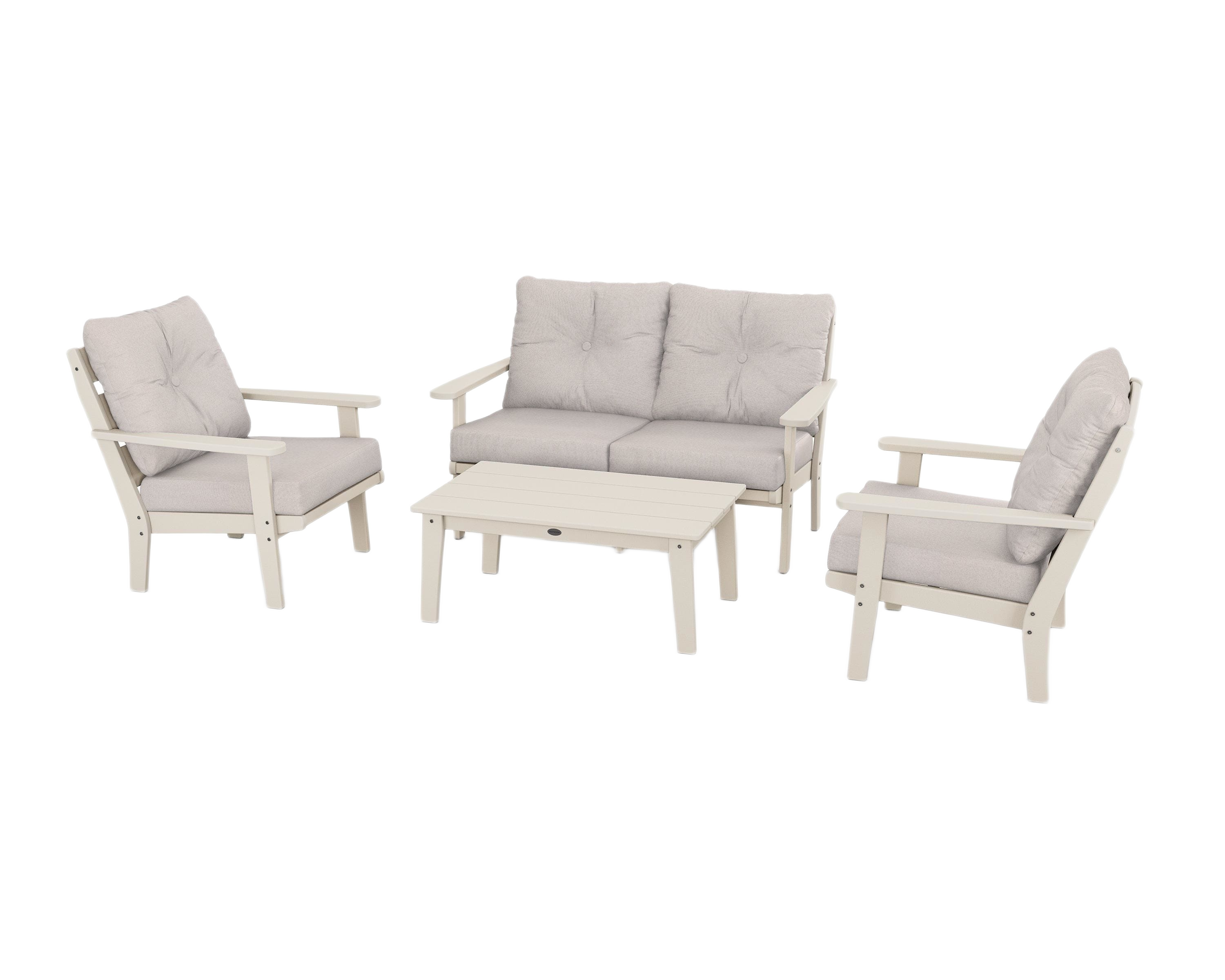 Image of POLYWOOD Lakeside 4-Piece Deep Seating Set - Sand/Dune Burlap