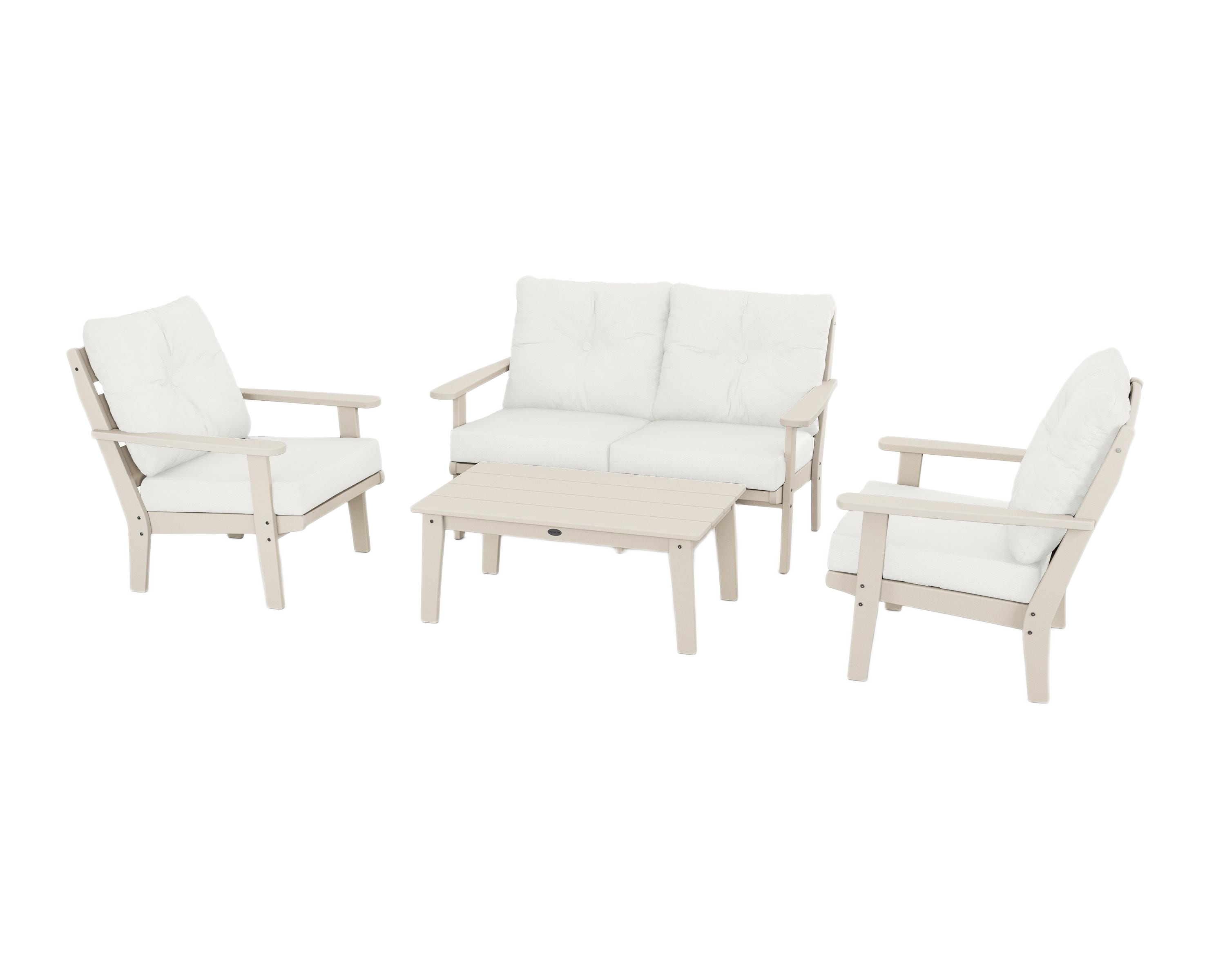 Image of POLYWOOD Lakeside 4-Piece Deep Seating Set - Sand/Natural Linen