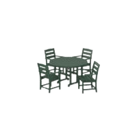 Image of POLYWOOD Lakeside 5-Piece Round Farmhouse Armchair Dining Set - Green