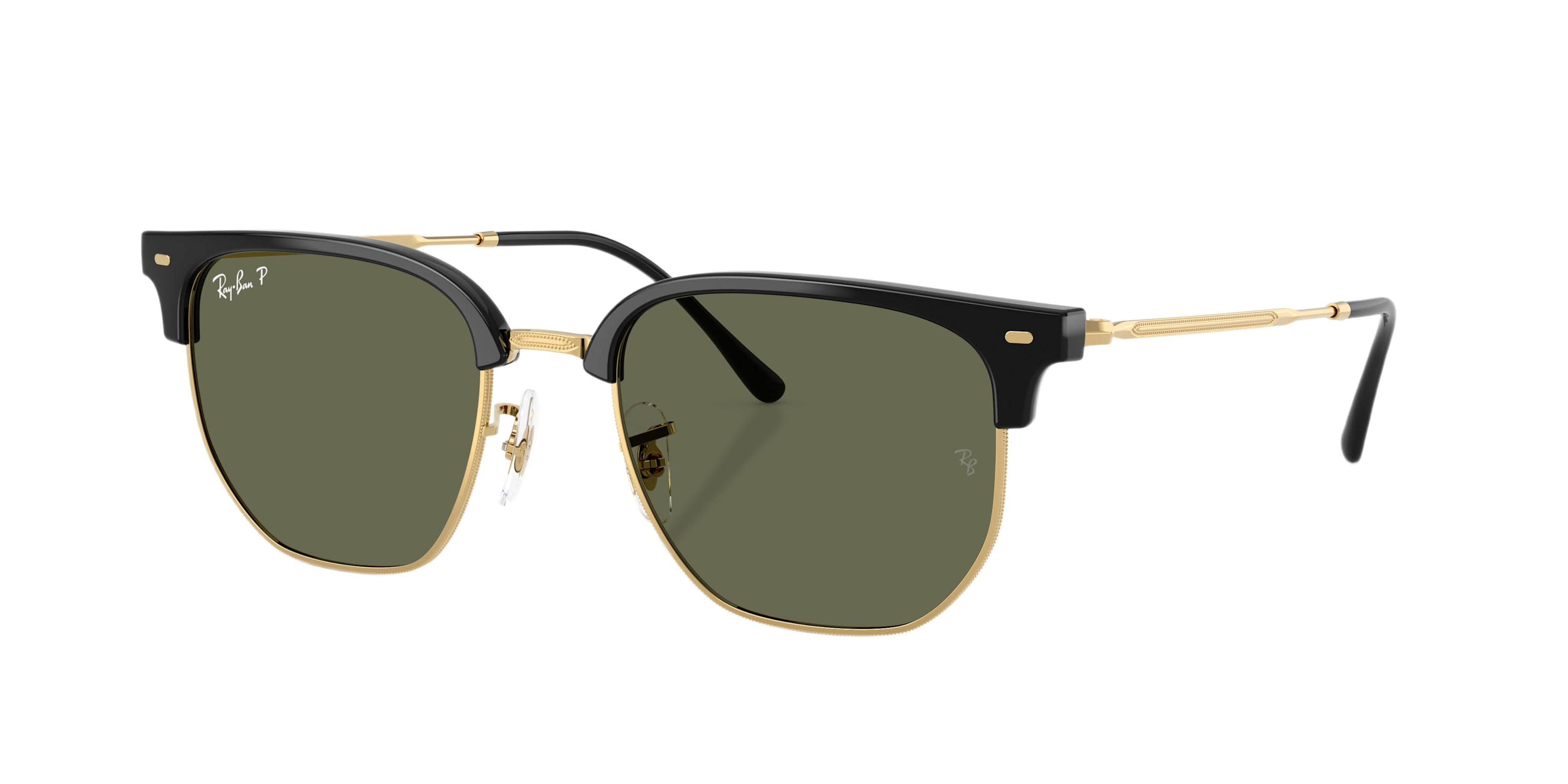Image of Ray-Ban New Clubmaster RB4416 Polarized Classic Sunglasses - Black/Arista/Green - X-Large