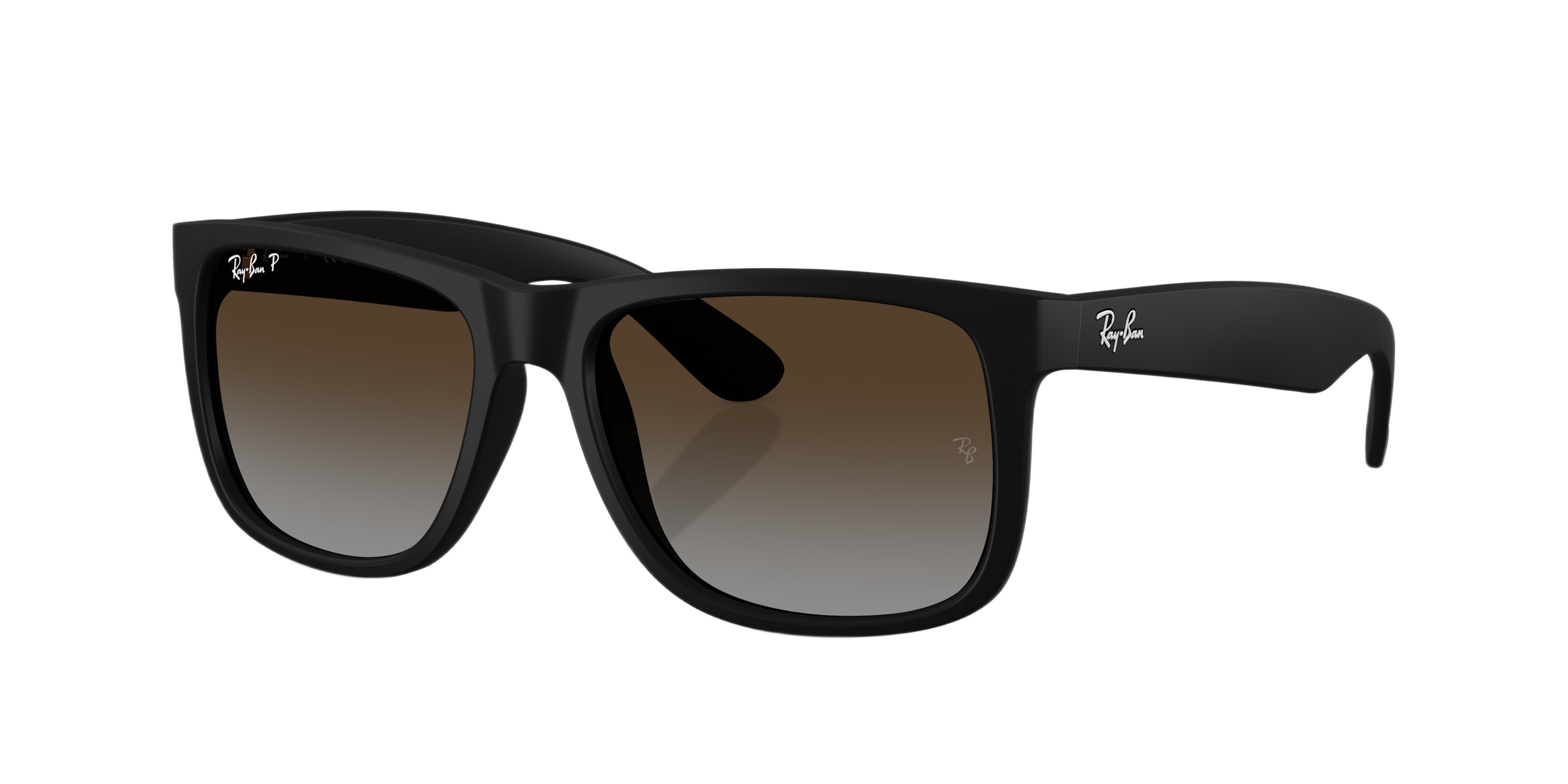 Image of Ray-Ban Justin Classic RB4165 Polar Gradient Sunglasses - Rubber Black/Dark Brown Gradient - Small