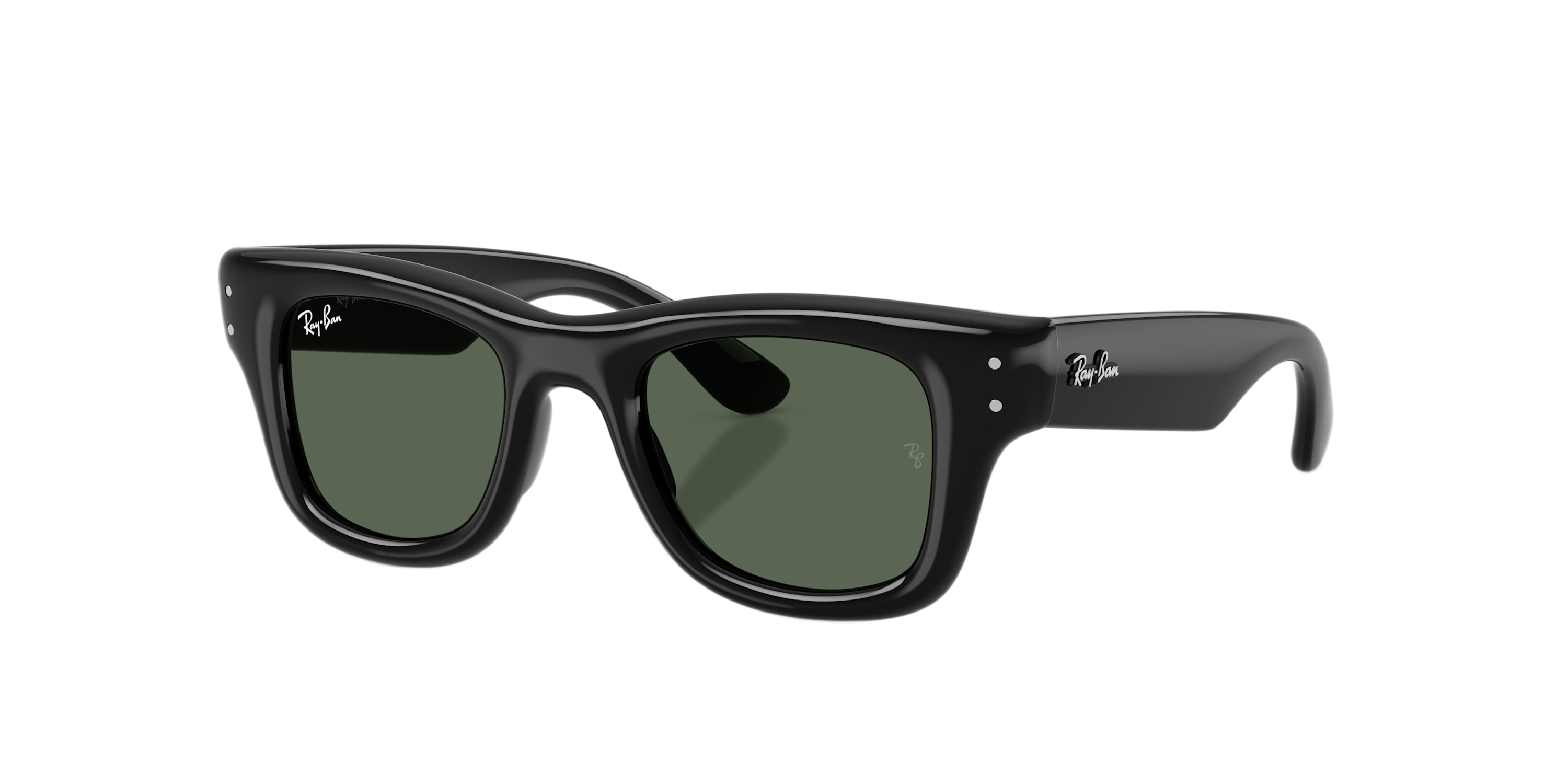 Image of Ray-Ban Puffer Kids Bio-Based RB9240S Classic Sunglasses - Black/Dark Green