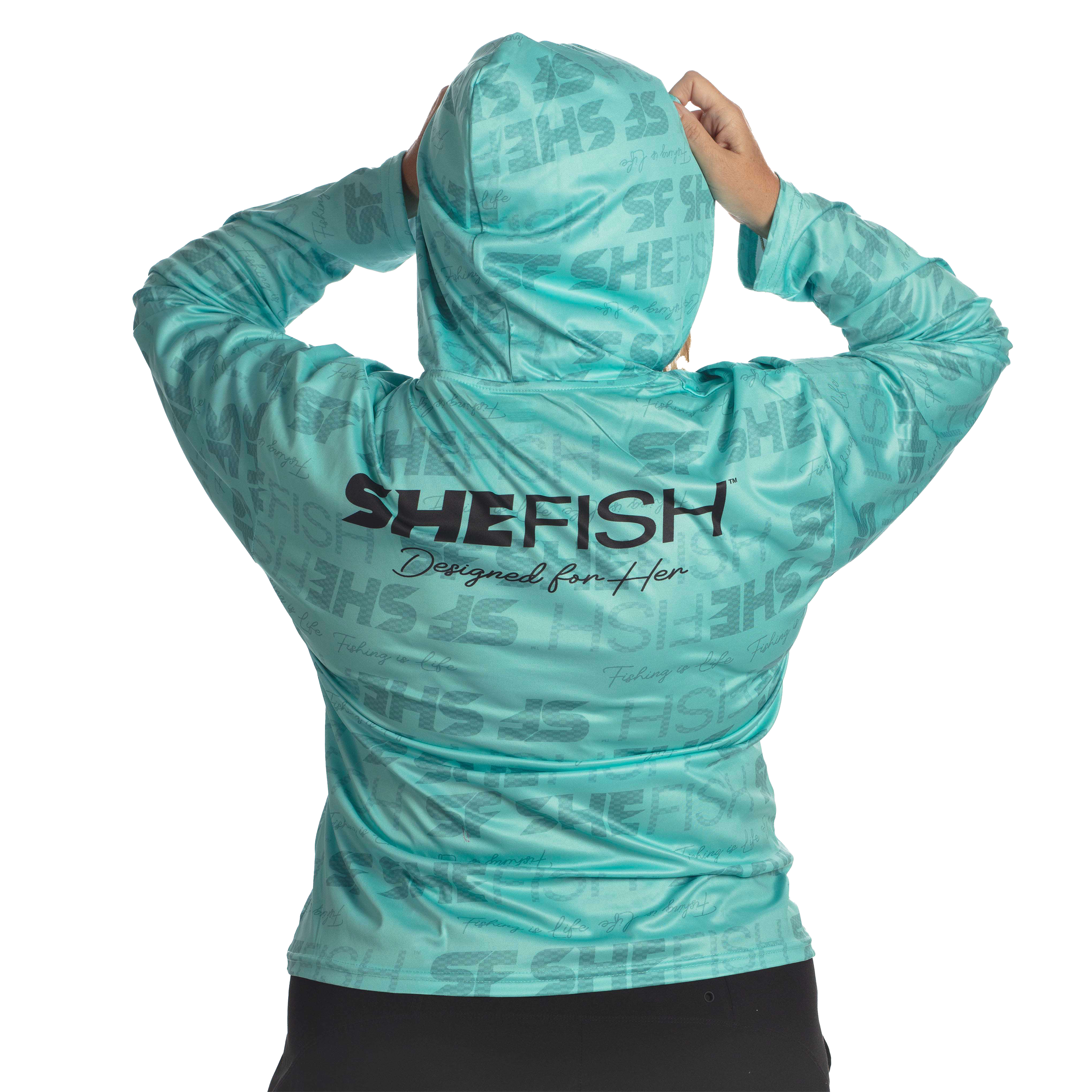 Image of SheFish Lightweight Performance UPF Hooded Sun Shirt - Teal