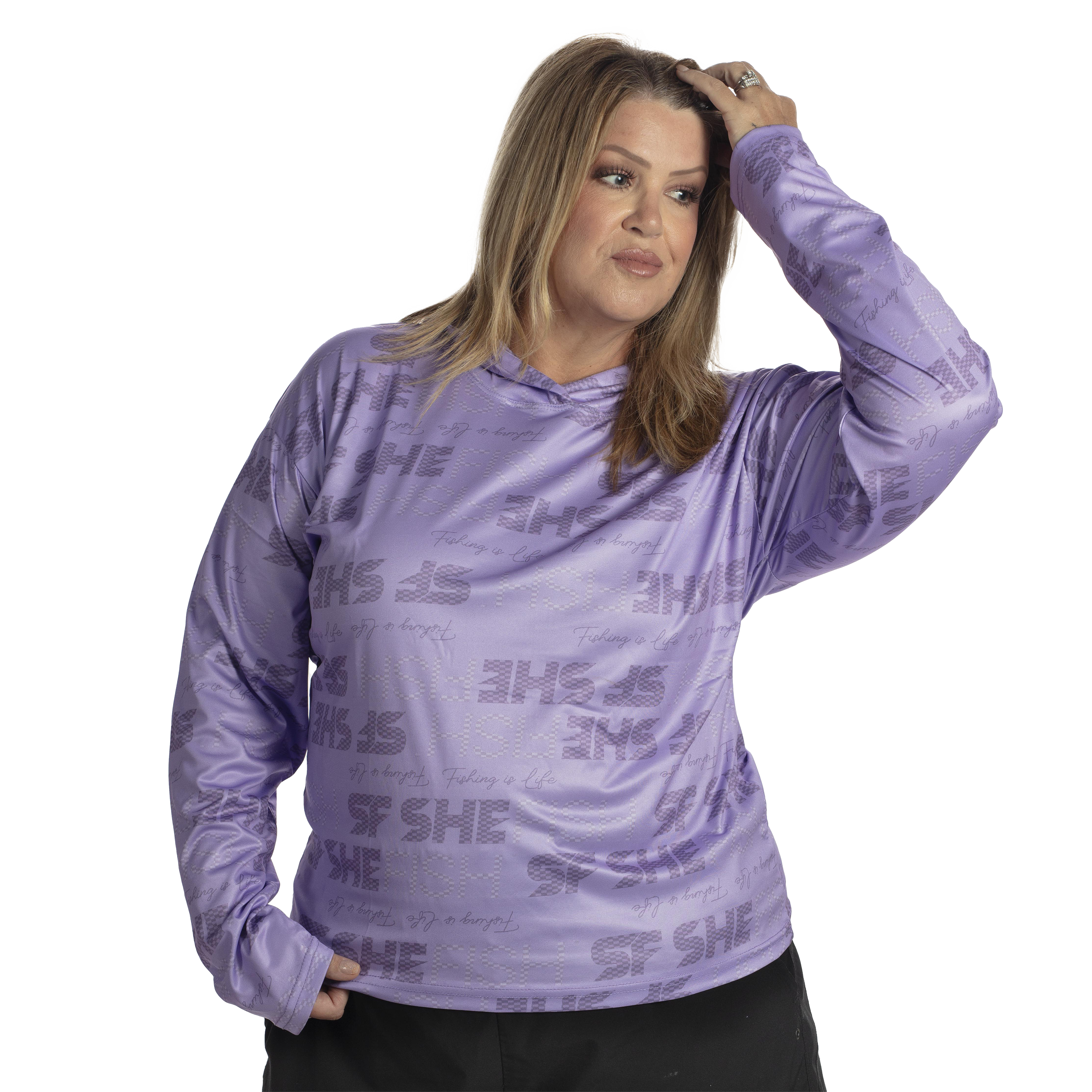 Image of SheFish Lightweight Performance UPF Hooded Sun Shirt - Lavender