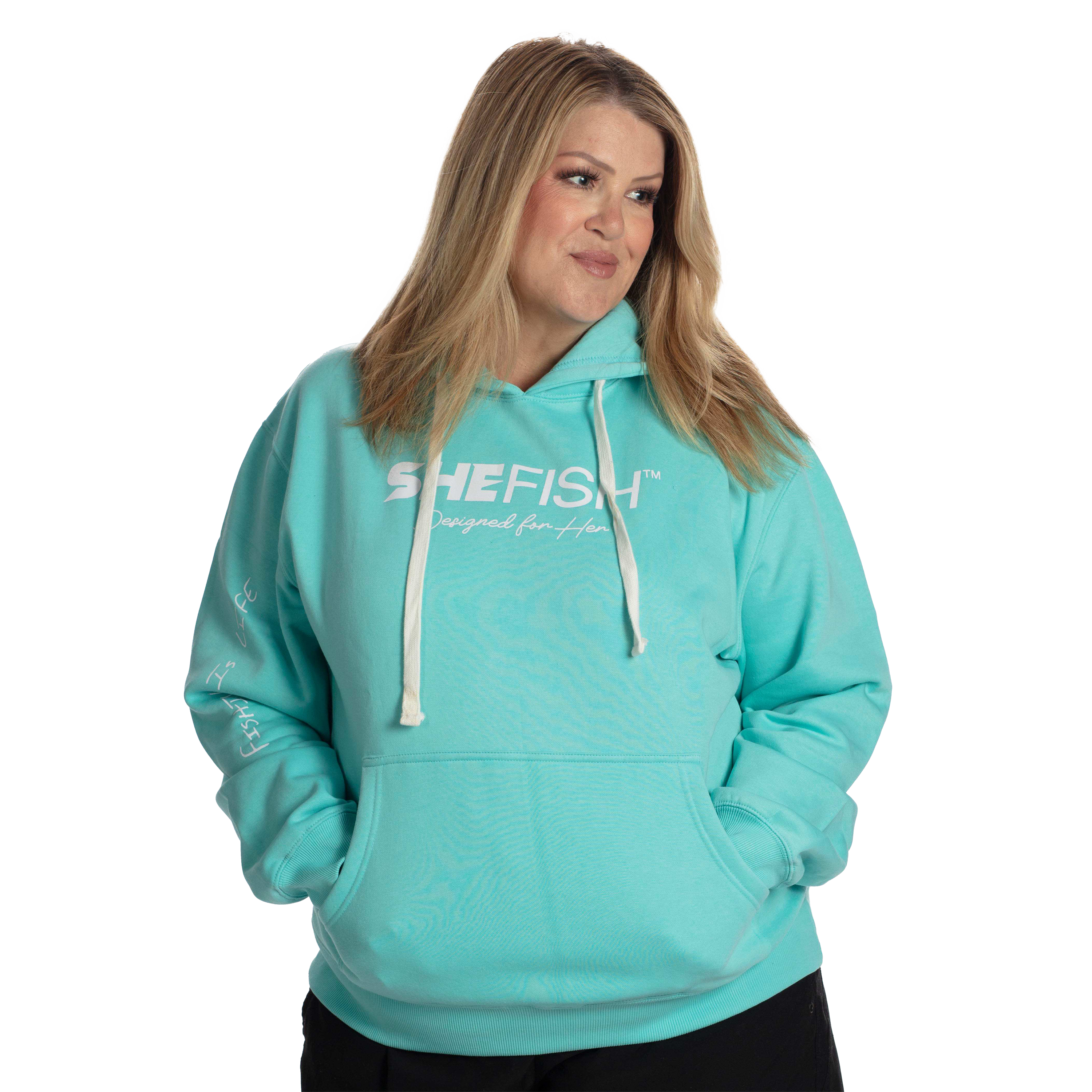 Image of SheFish Soft Comfort Hoodie with Logo - Teal