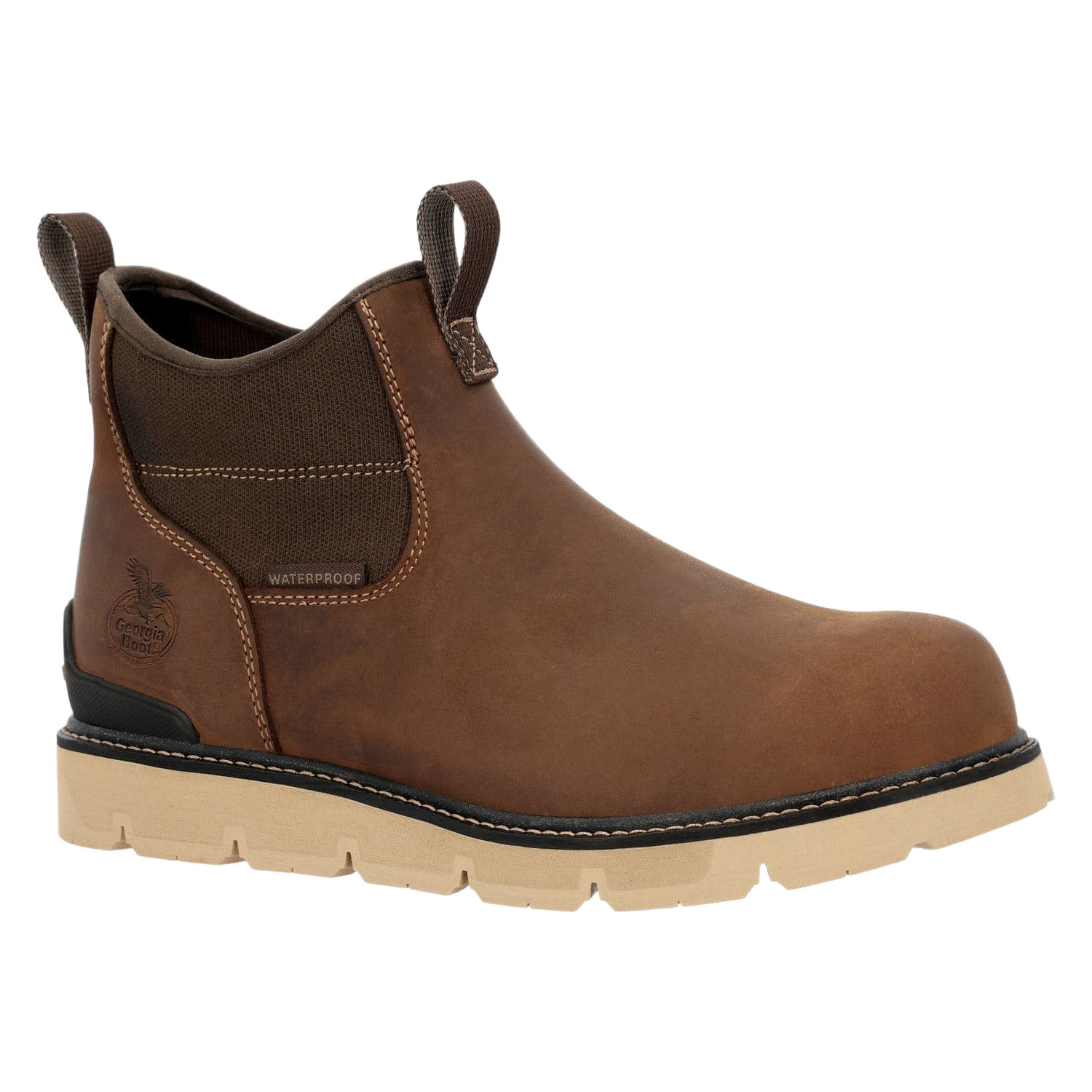 Georgia Boot Carbon Flex Wedge Chelsea Work Boots for Men - Brown