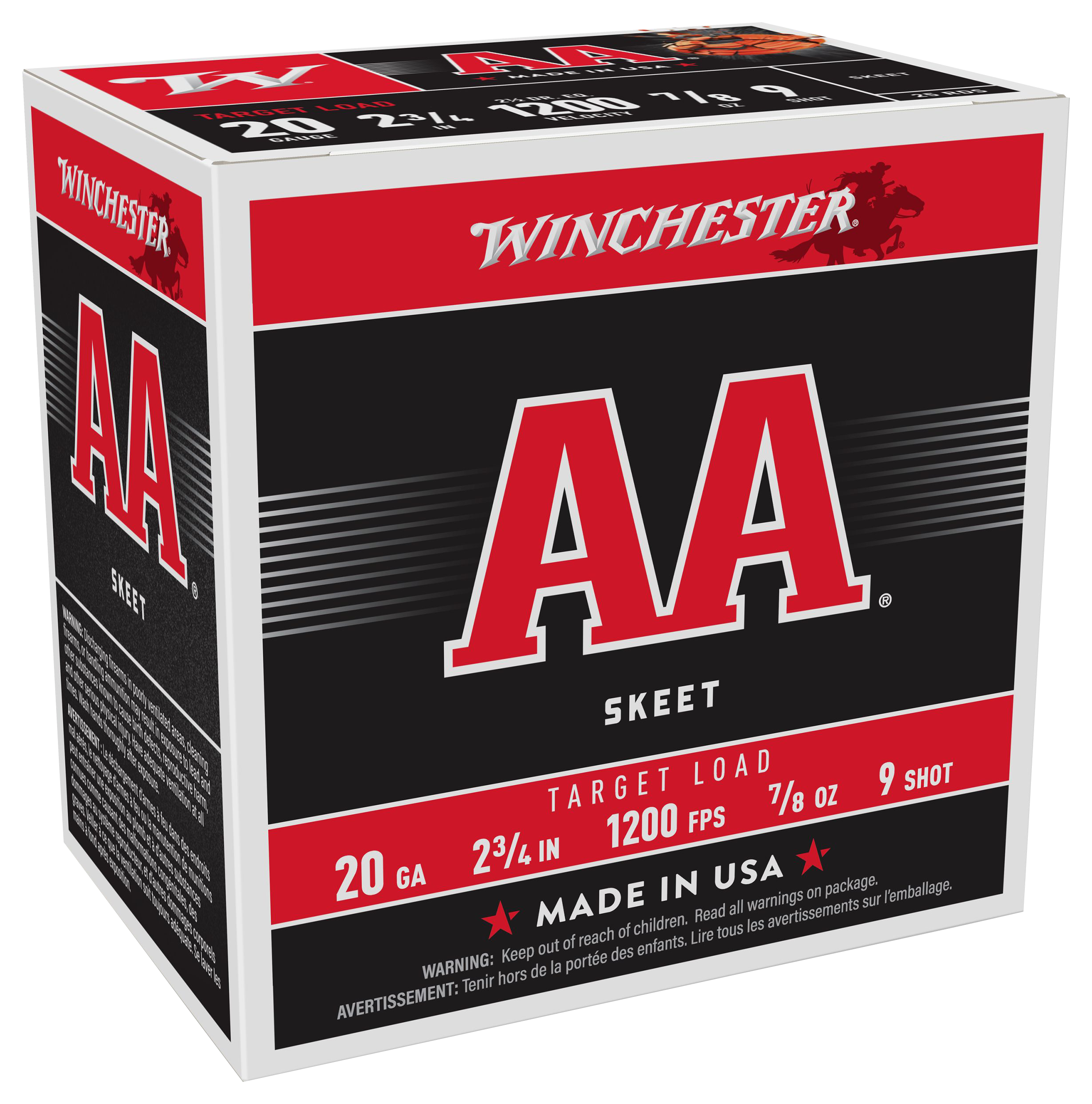 Winchester AA Target Loads Shotshells - 20 Gauge -  7/8 oz. - 9 Shot - 25 rounds