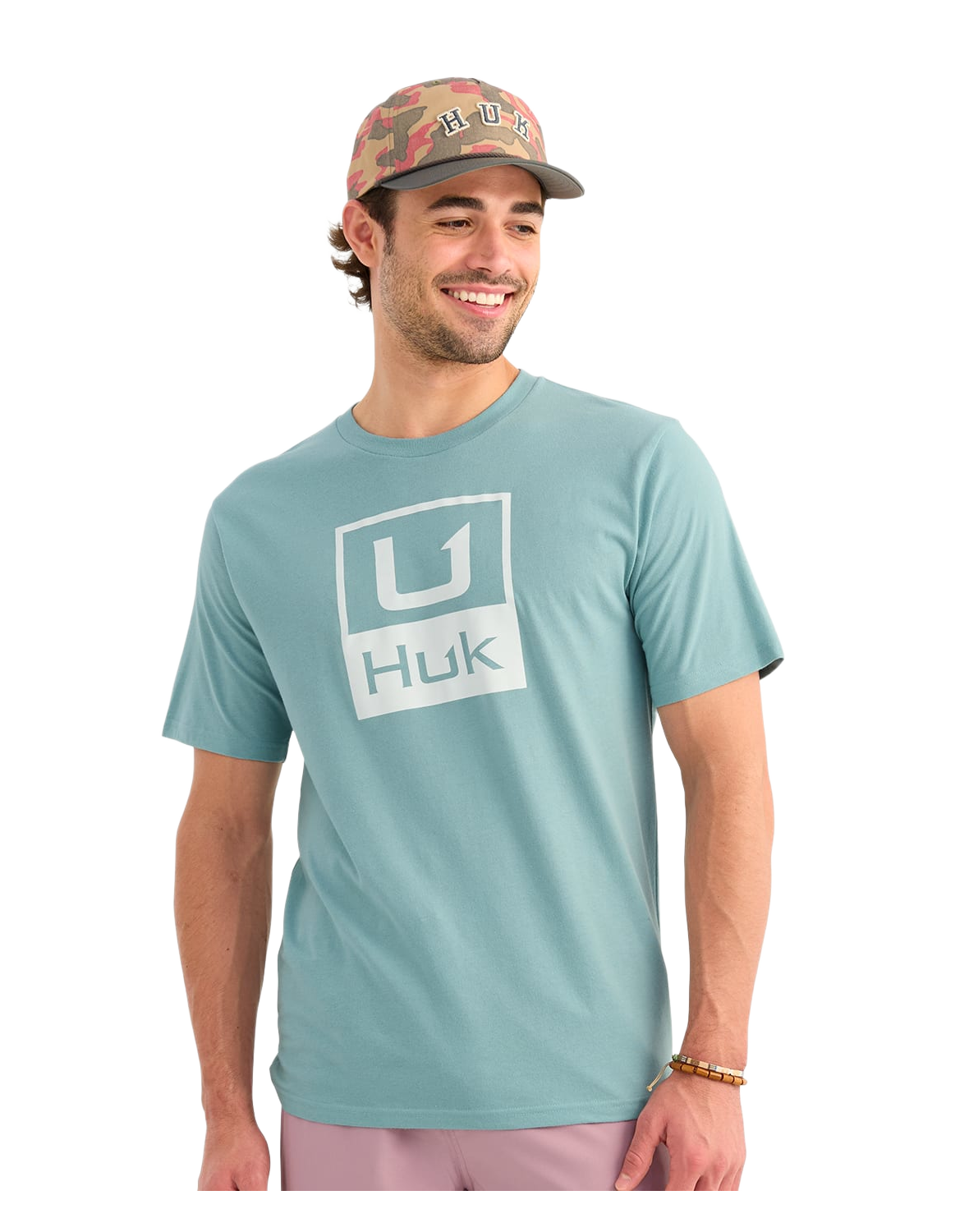 Image of Huk Stacked Logo Short-Sleeve T-Shirt for Men - Reefline