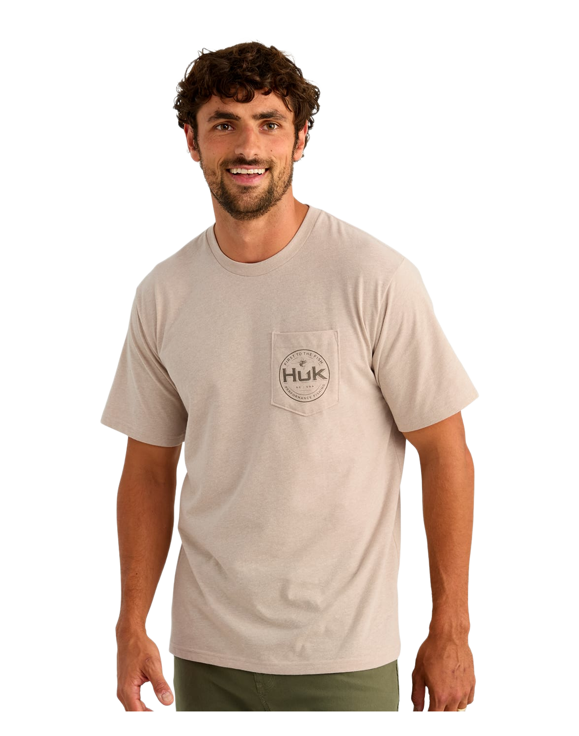 Image of Huk Marlin Circle Short-Sleeve Pocket T-Shirt - River Rock Heather