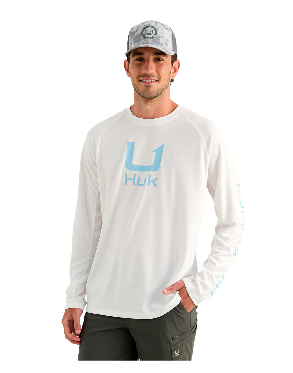 Image of Huk Icon Crew-Neck Long-Sleeve Shirt - White 2