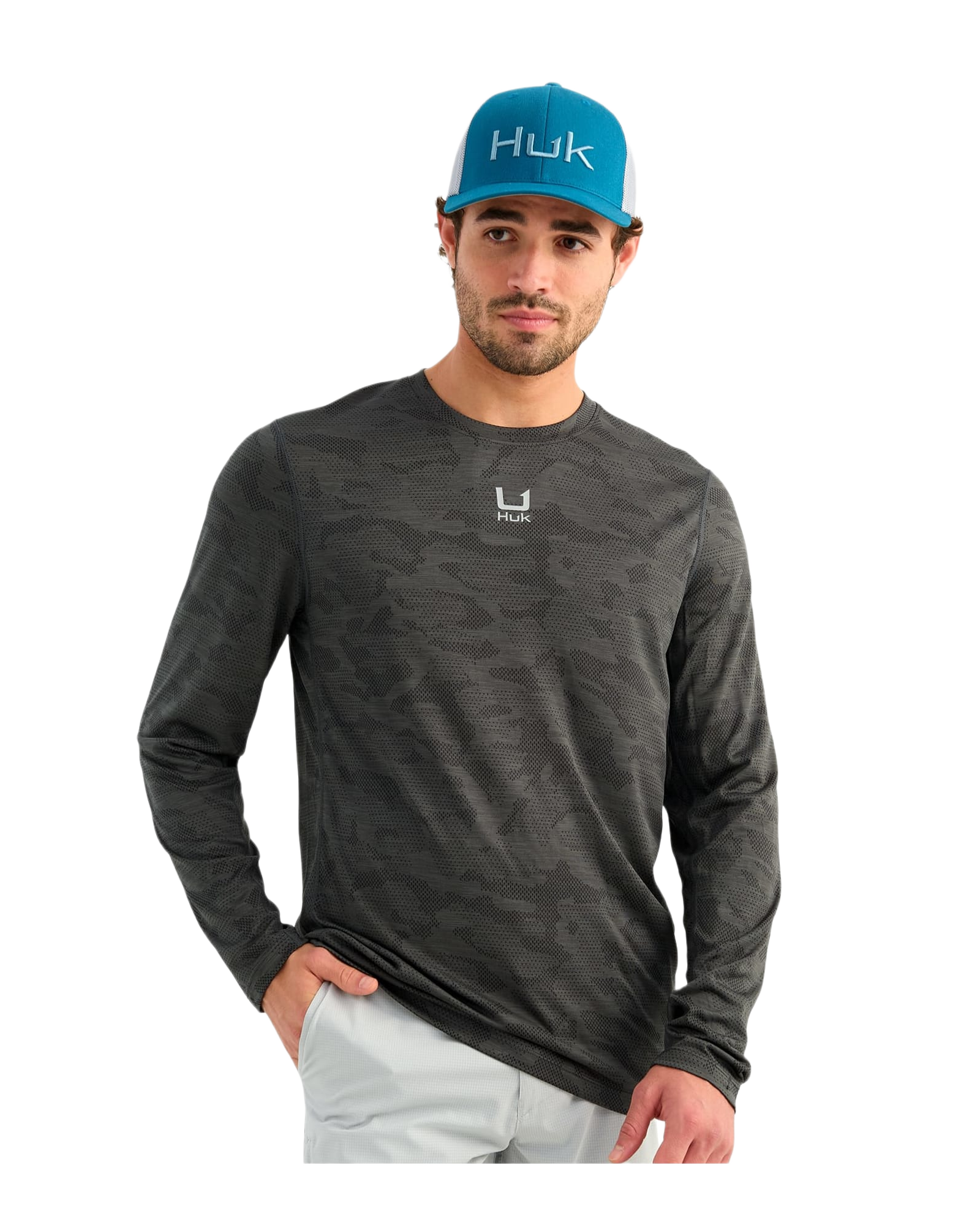 Image of Huk A1A Pro Long-Sleeve Crew - Dark Shadow