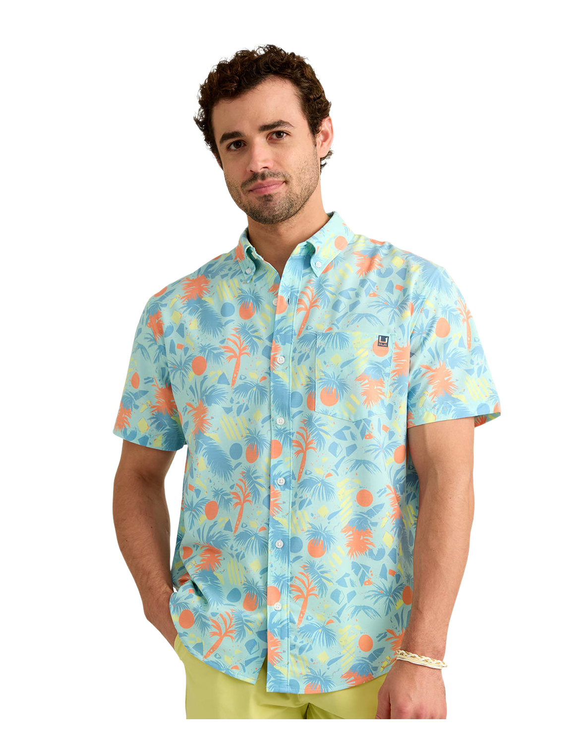 Huk Kona Short-Sleeve Button-Down Shirt - Caicos