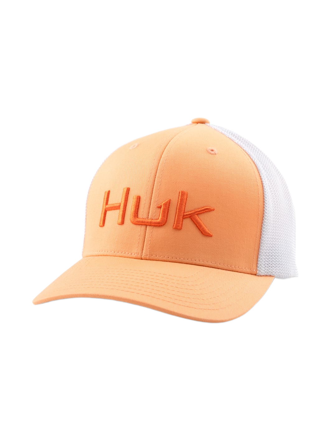 Image of Huk Embroidered 110 Mesh-Back Snapback Trucker Cap - Coral Reef