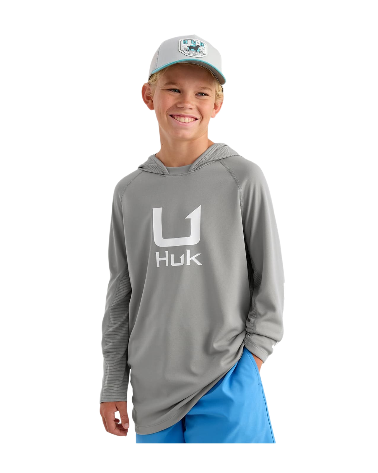 Image of Huk Icon Hoodie for Kids - Sharkskin